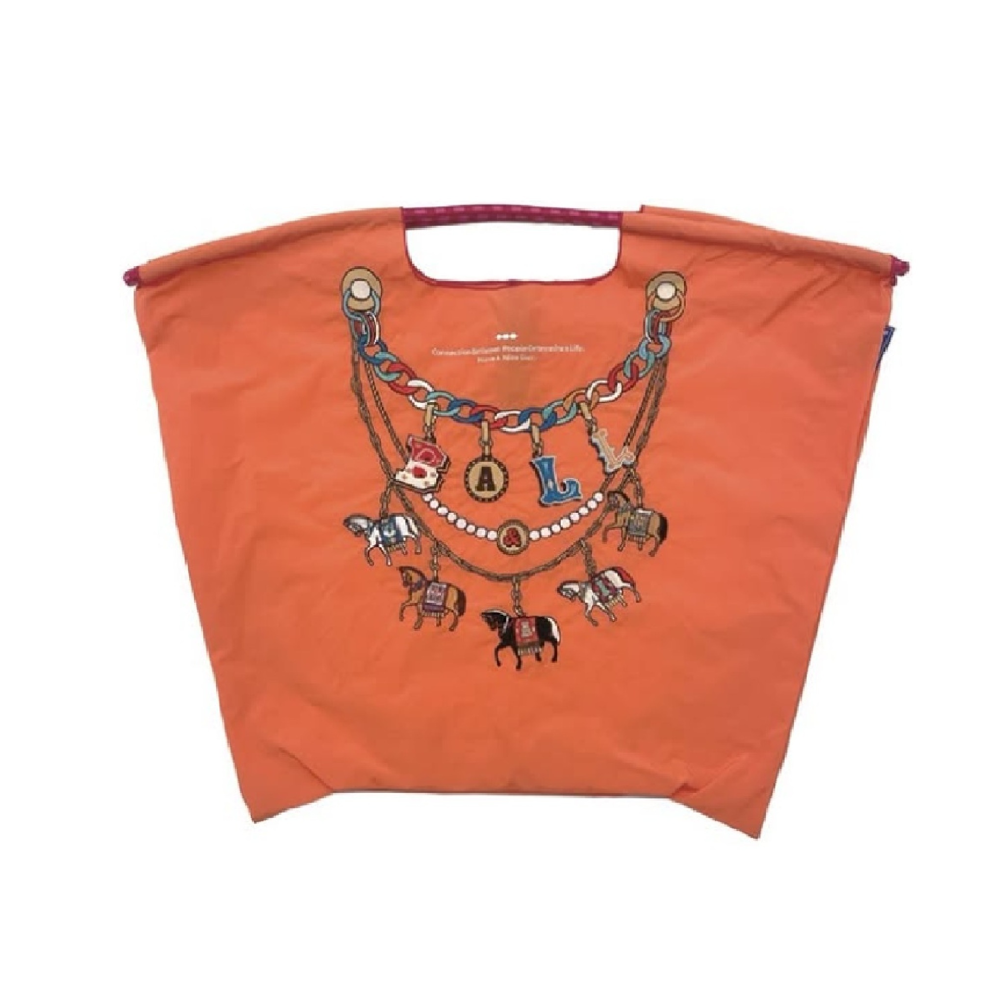 Ball＆Chain 刺繡環保購物袋 L號 - 橘 (30116765)