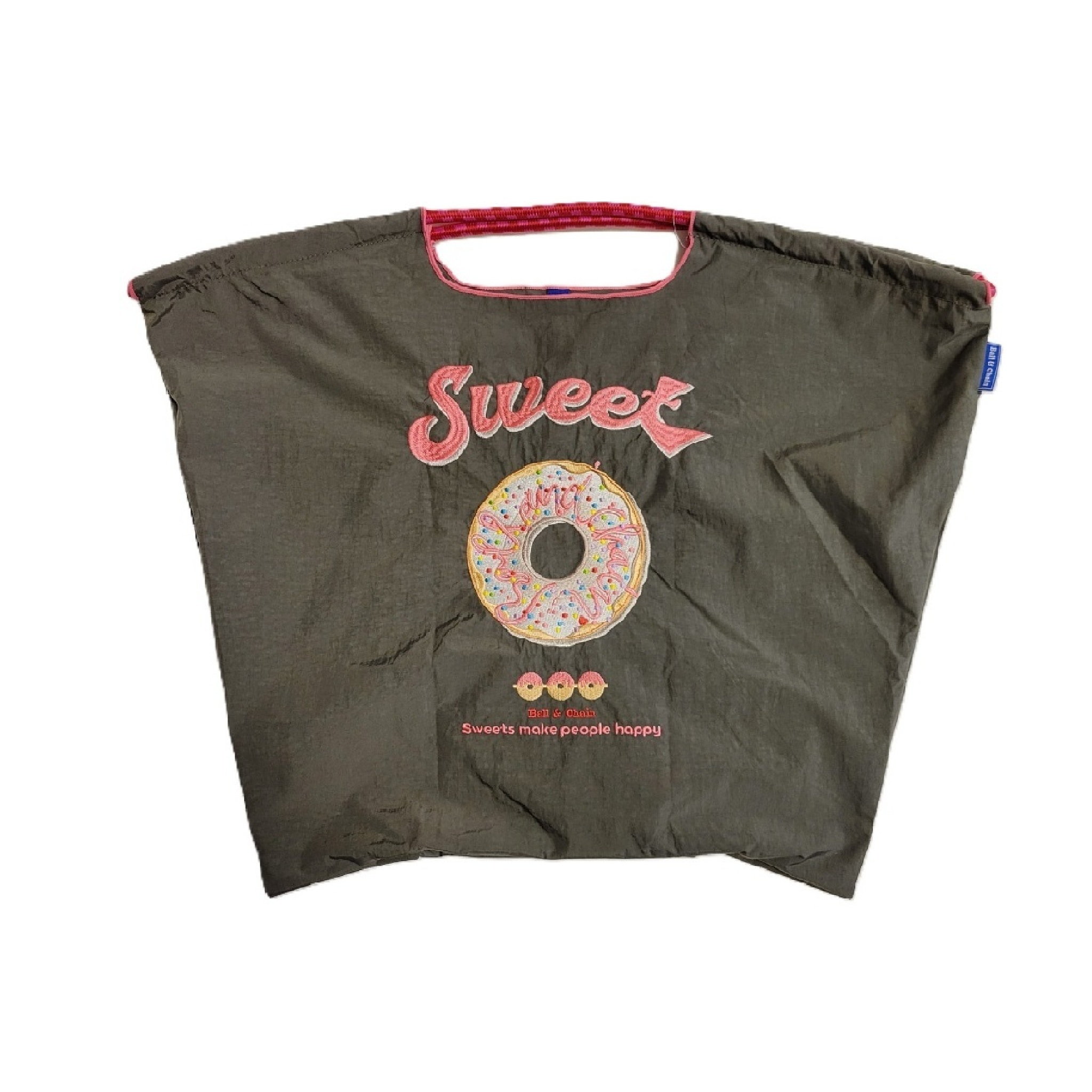 Ball＆Chain 刺繡環保購物袋 L號 - 灰 (30113161)