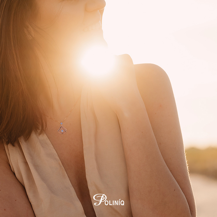 925純銀「銀杏蒲扇葉」晶鑽14K玫瑰金色套鍊 (16吋+2公分延長鍊)-SDS0039