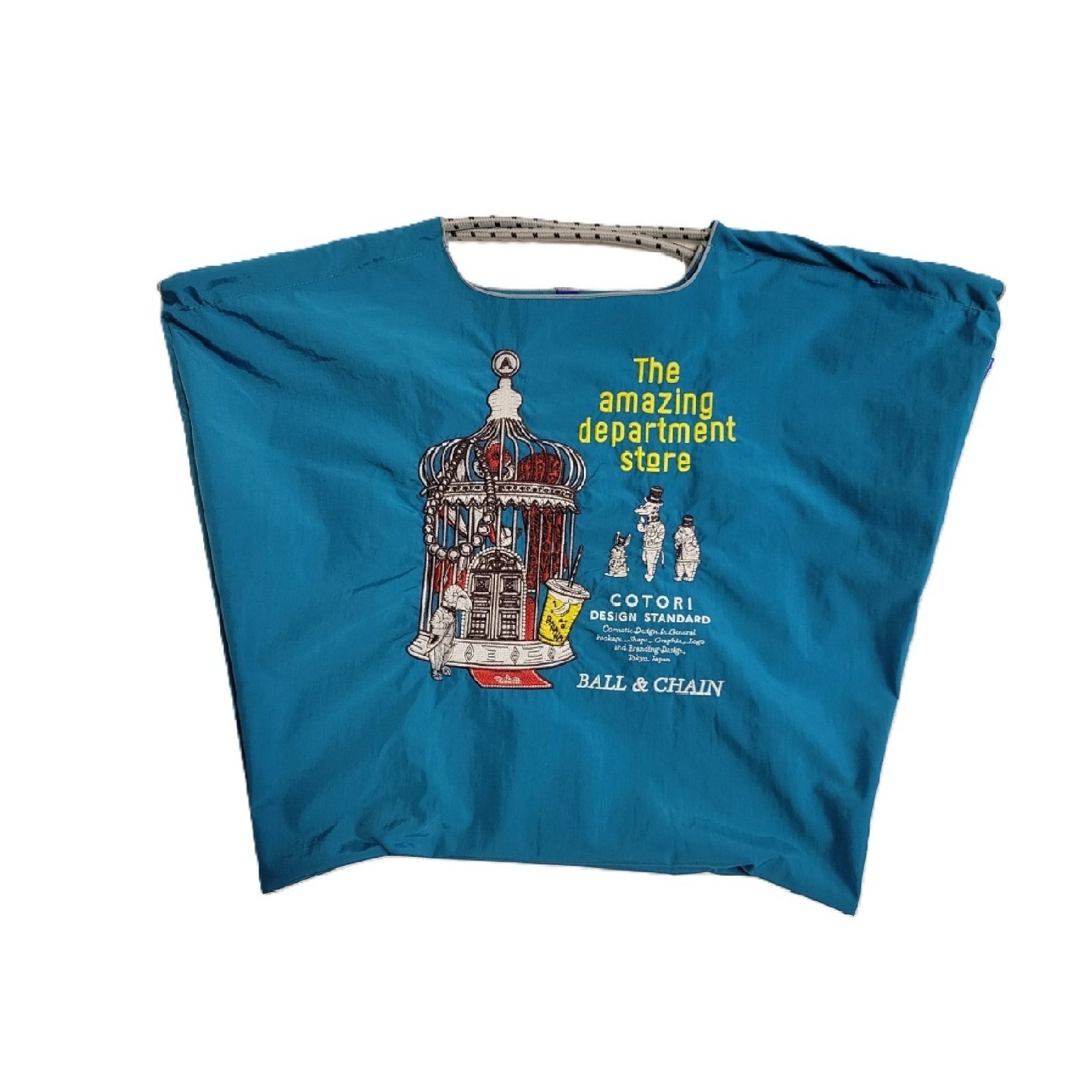 Ball＆Chain 刺繡環保購物袋 L號 - 藍 (32110288)