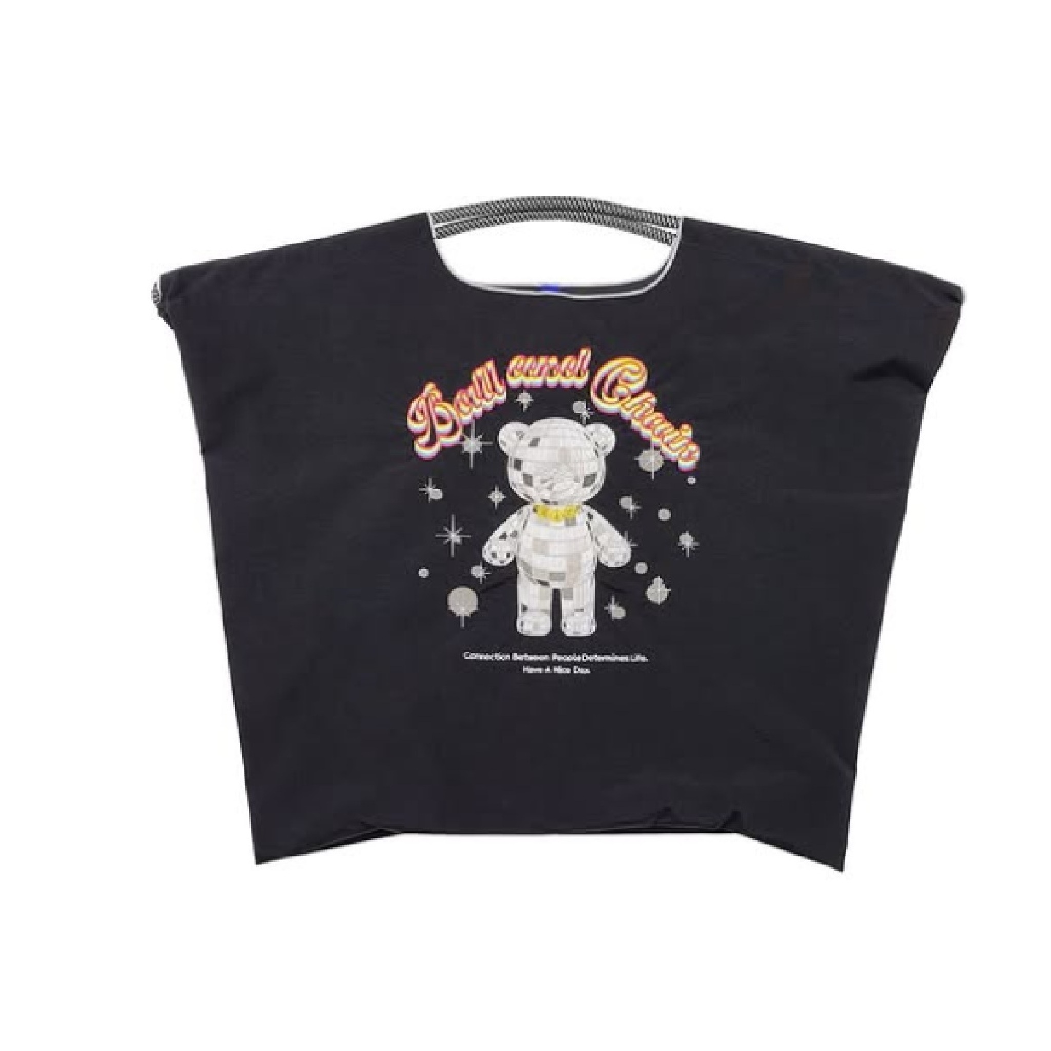 Ball＆Chain 刺繡環保購物袋 L號 - 黑 (30116501)
