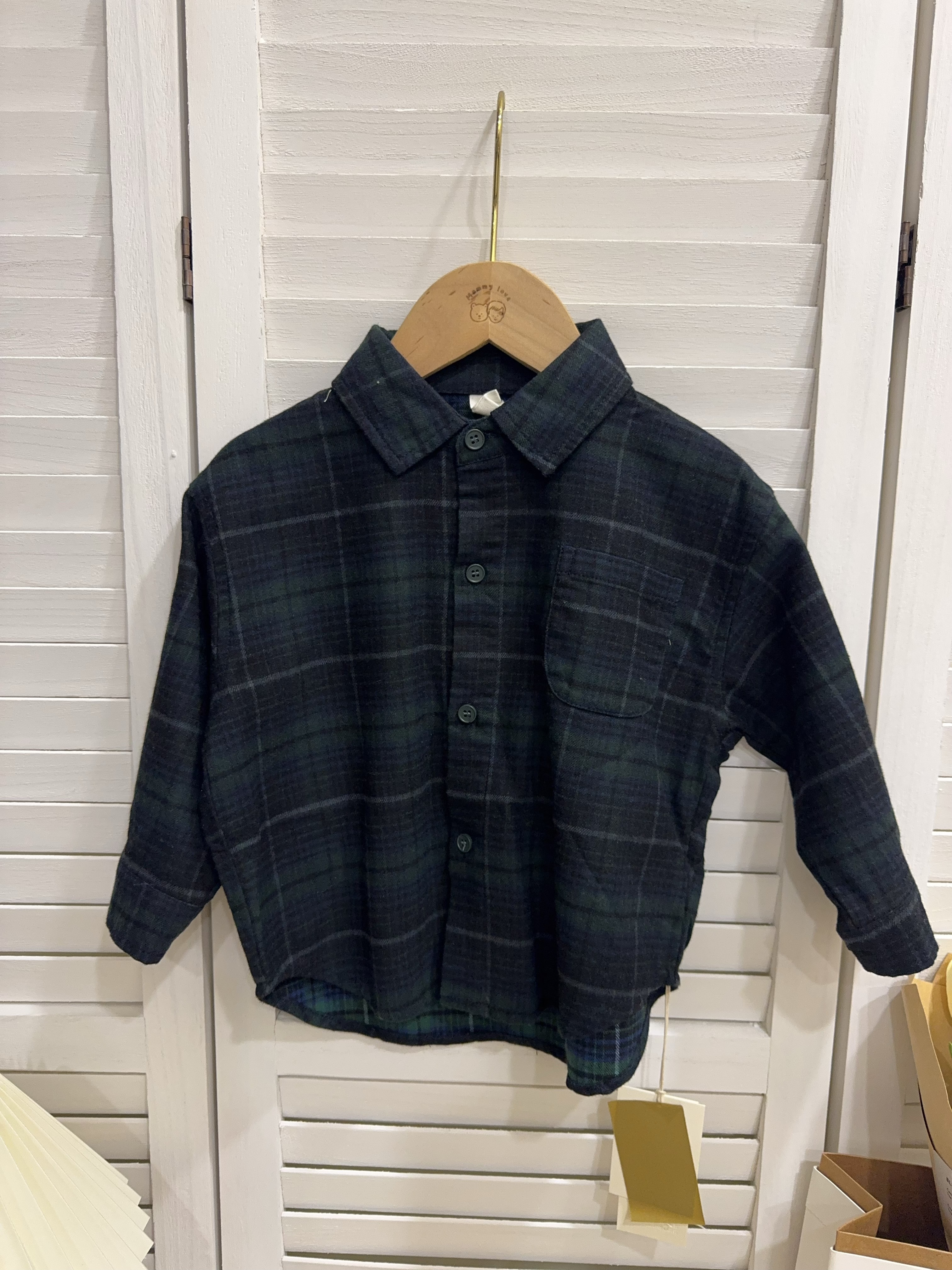 55353復古綠格紋襯衫c137