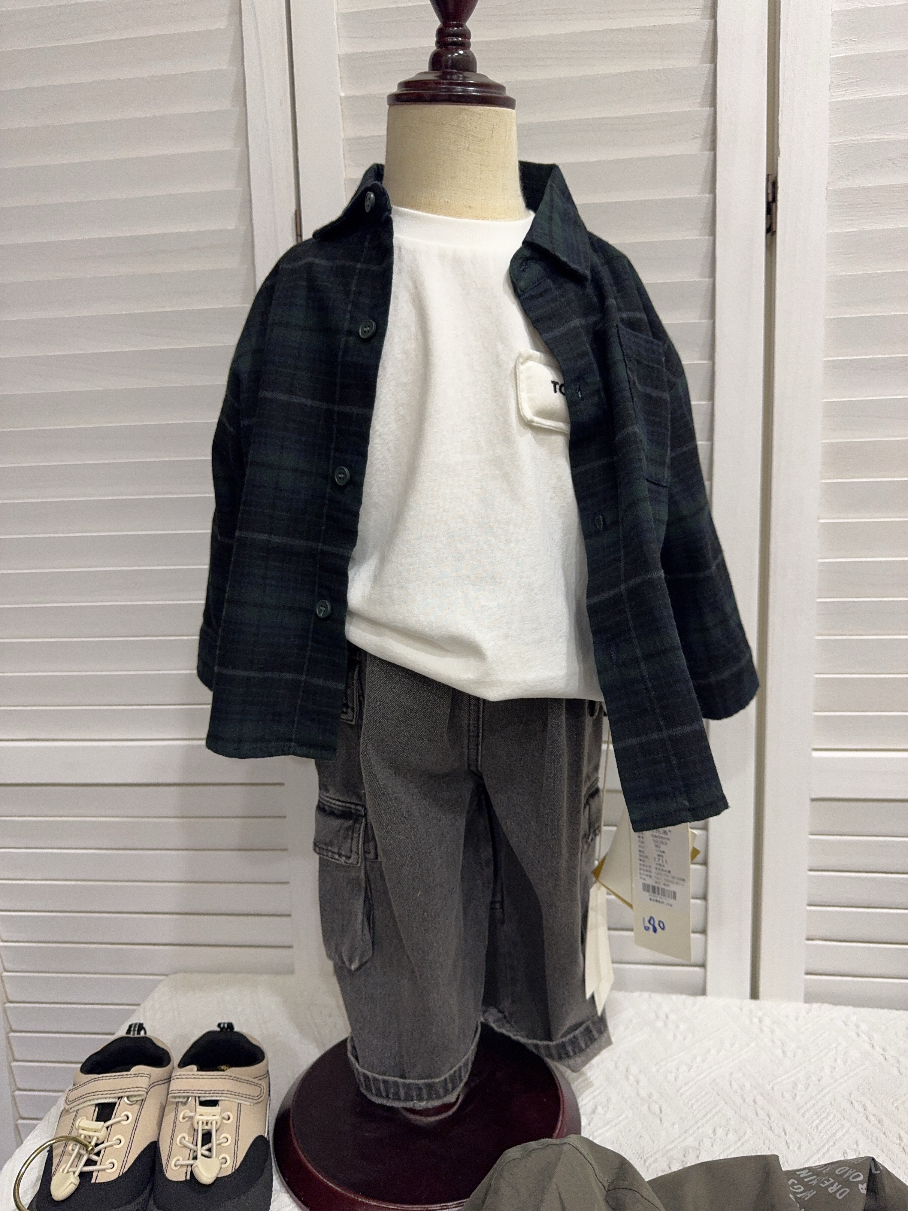 55353復古綠格紋襯衫c137