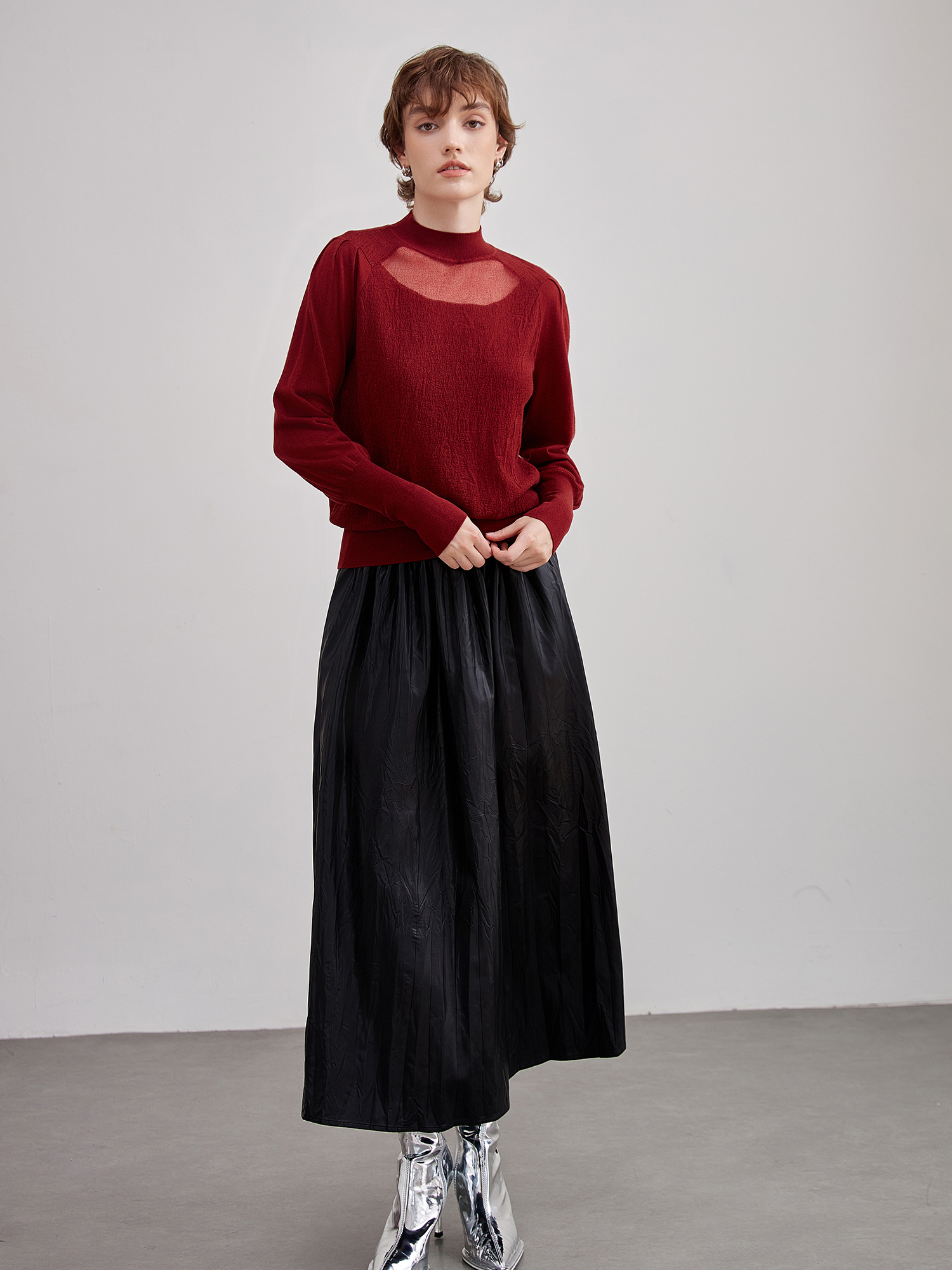 mi-tu 中高领针织衫