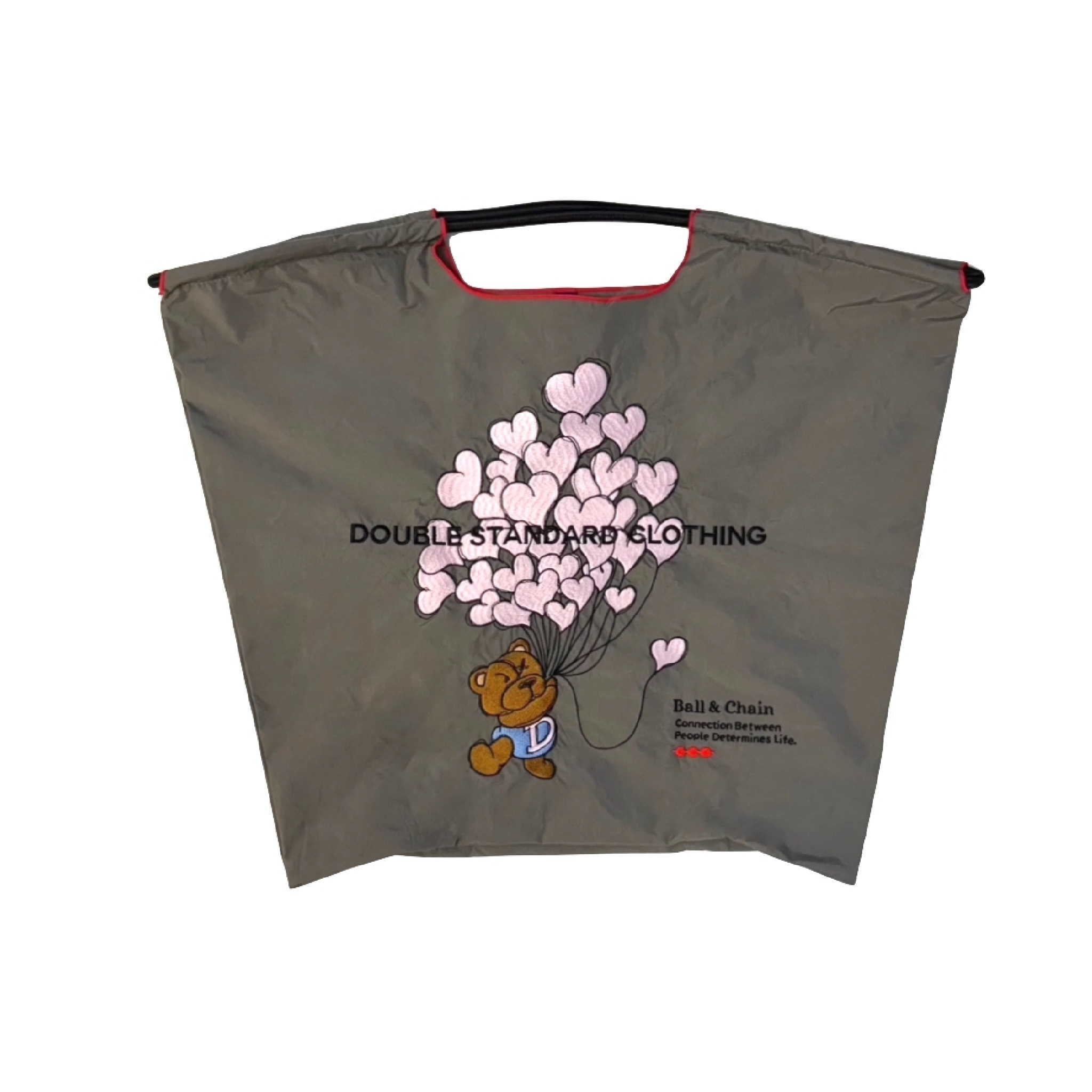 Ball＆Chain 刺繡環保購物袋 L號 - 灰 (040000425161)