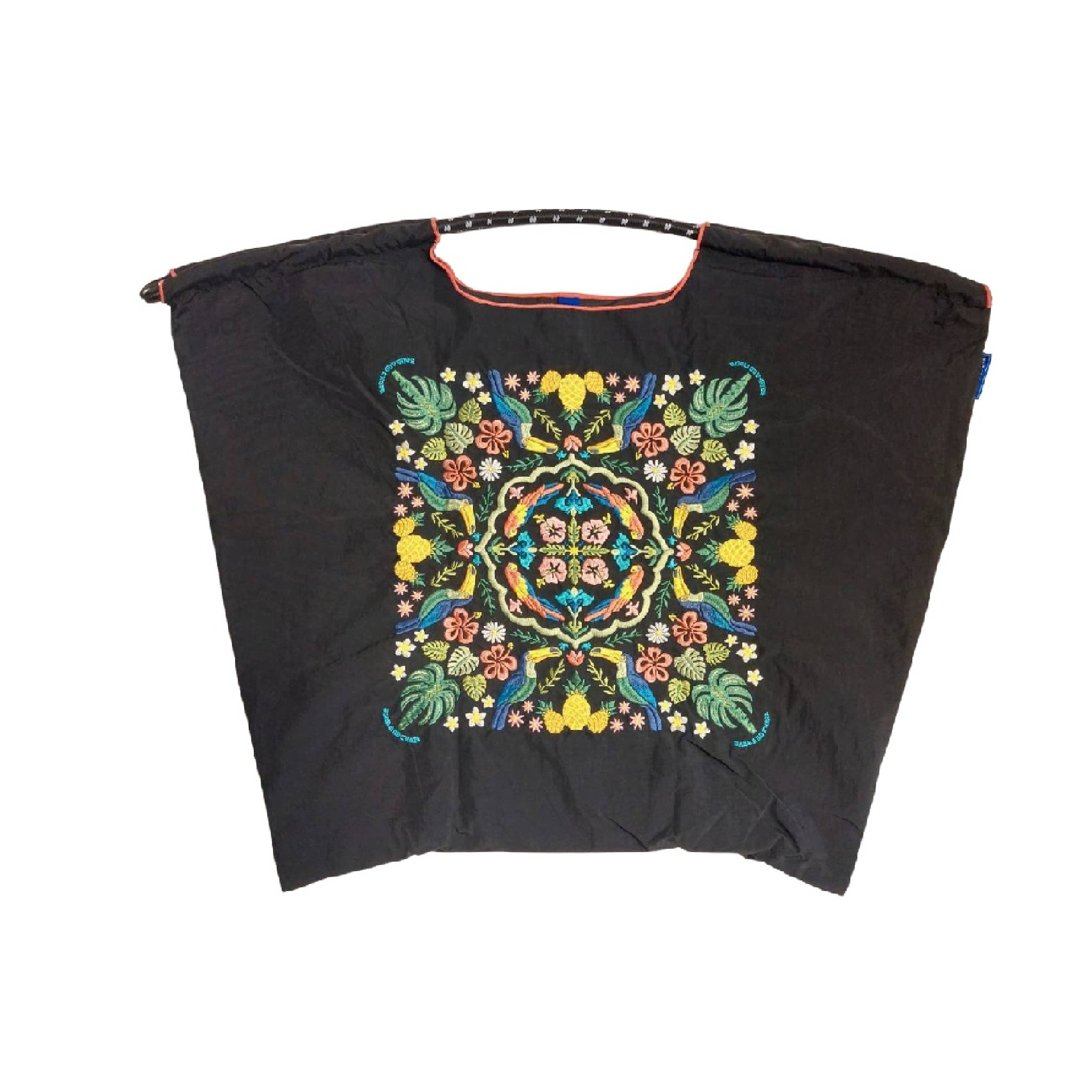 Ball＆Chain 刺繡環保購物袋 L號 - 黑 (30116201)