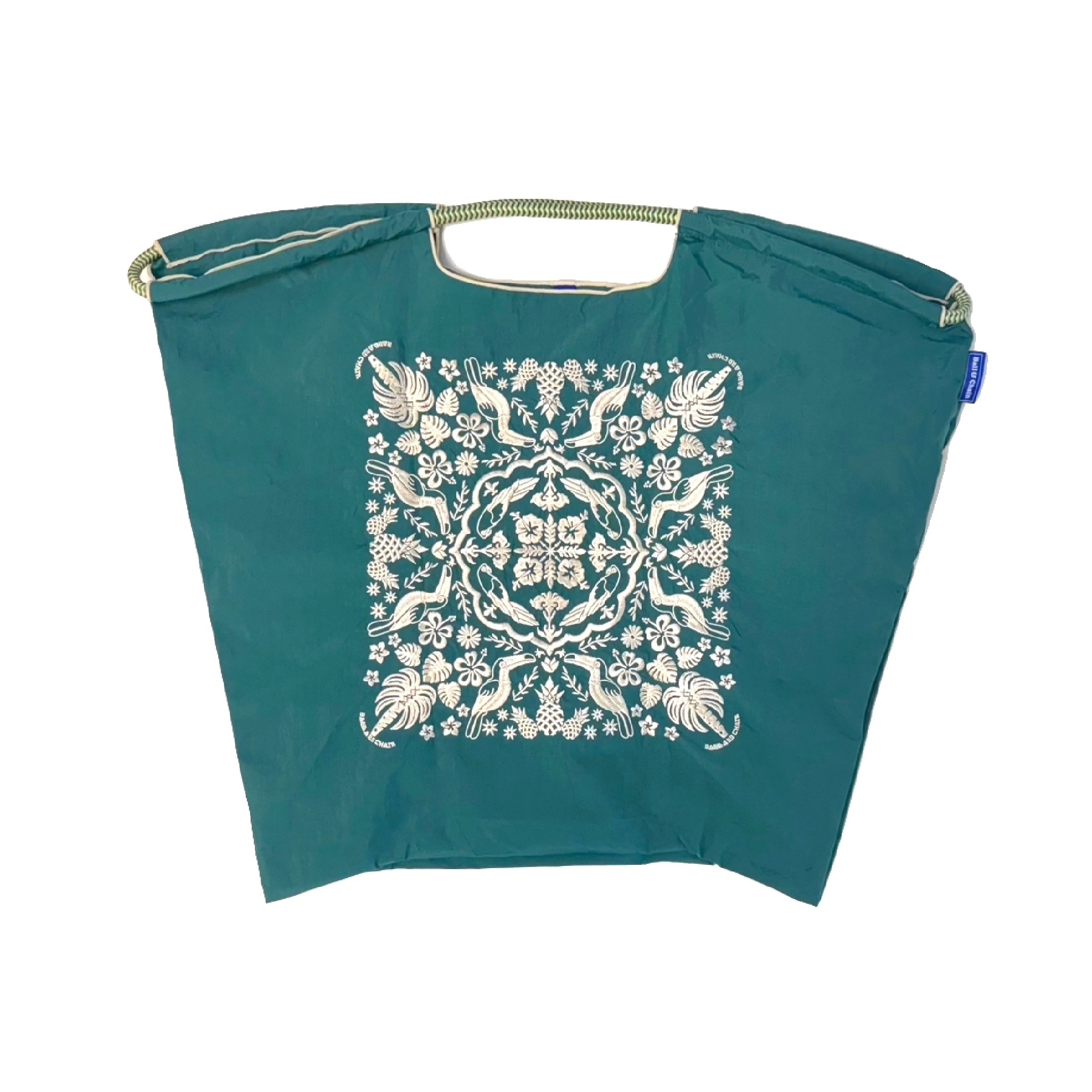 Ball＆Chain 刺繡環保購物袋 L號 - 綠 (30116233)