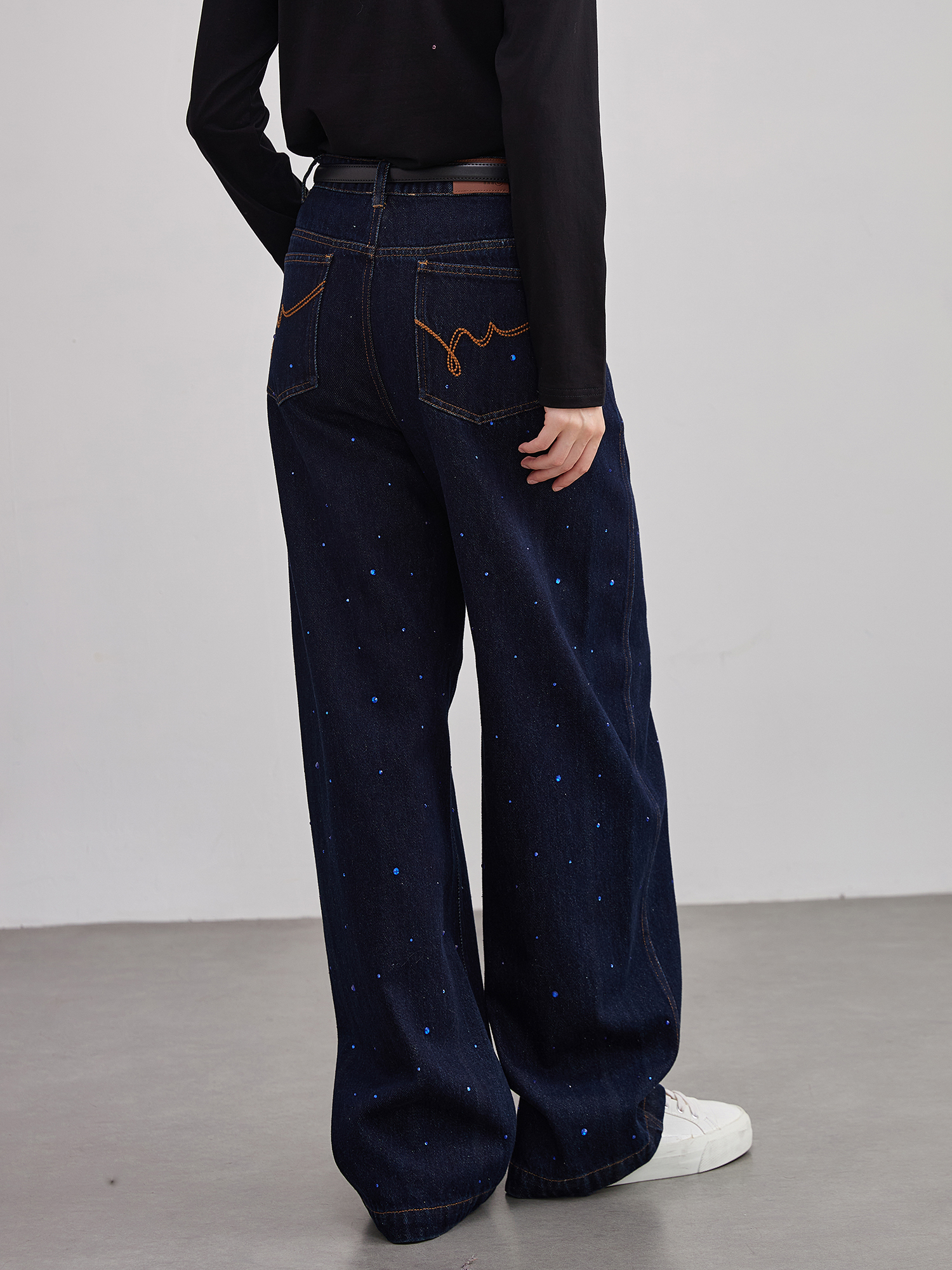 mi-tu 閃鑽牛仔闊腿褲
