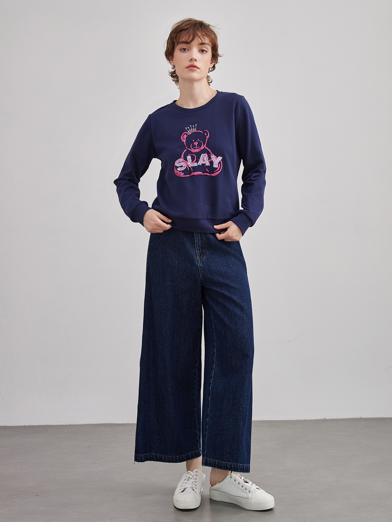 mi-tu 圓領印花衛衣