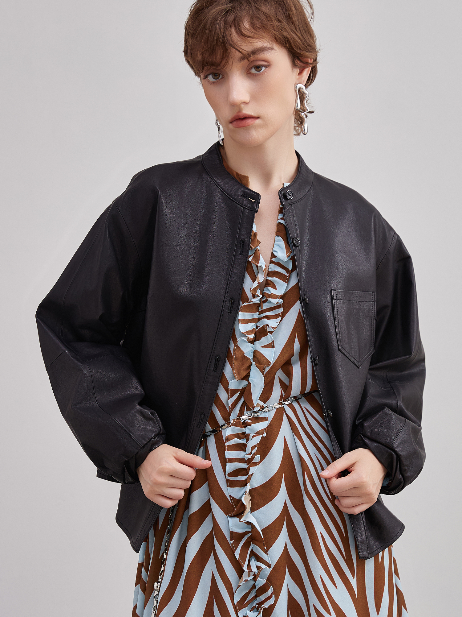 mi-tu 燈籠袖皮衣外套