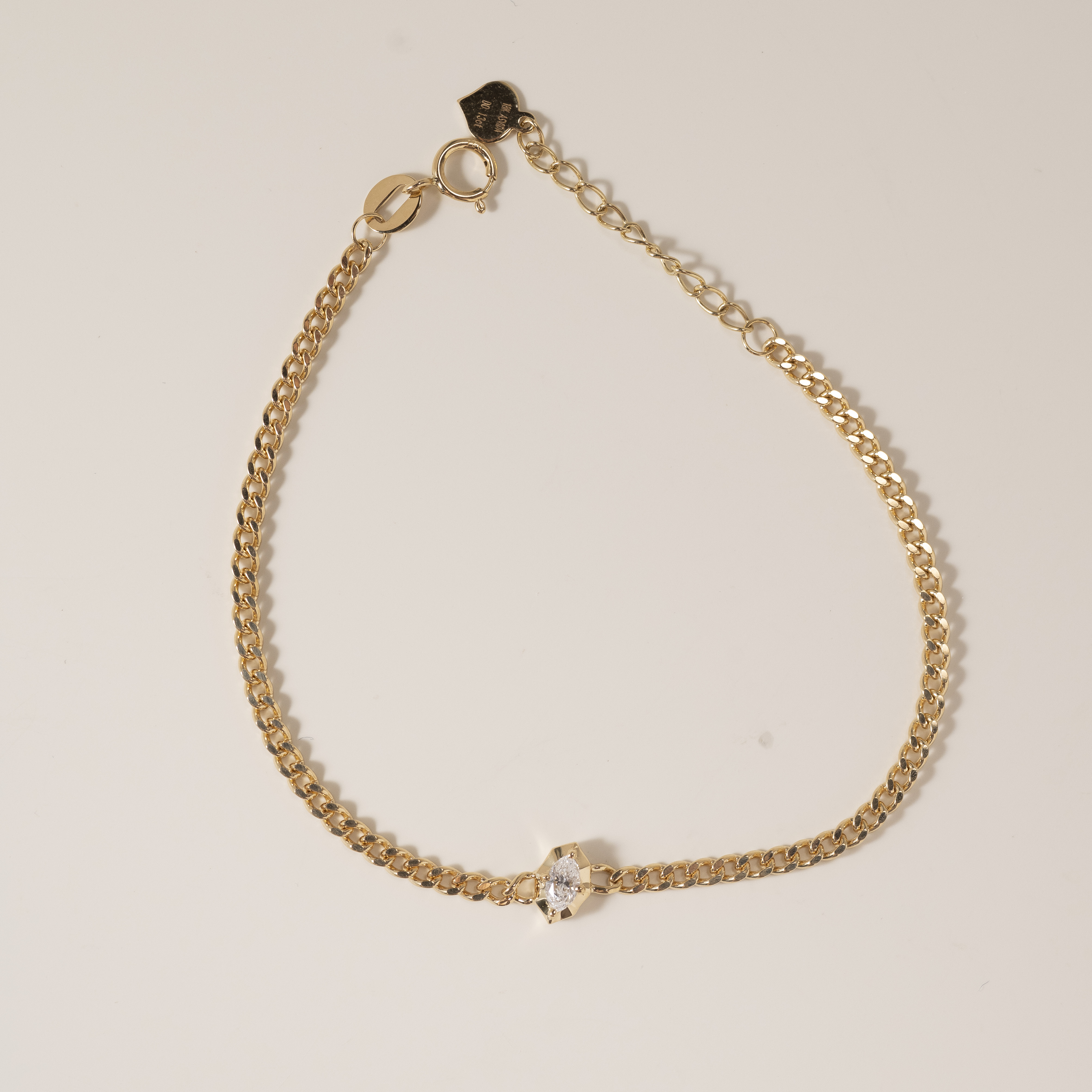 18K Marquise Diamond  2.2mm Cuban Chain