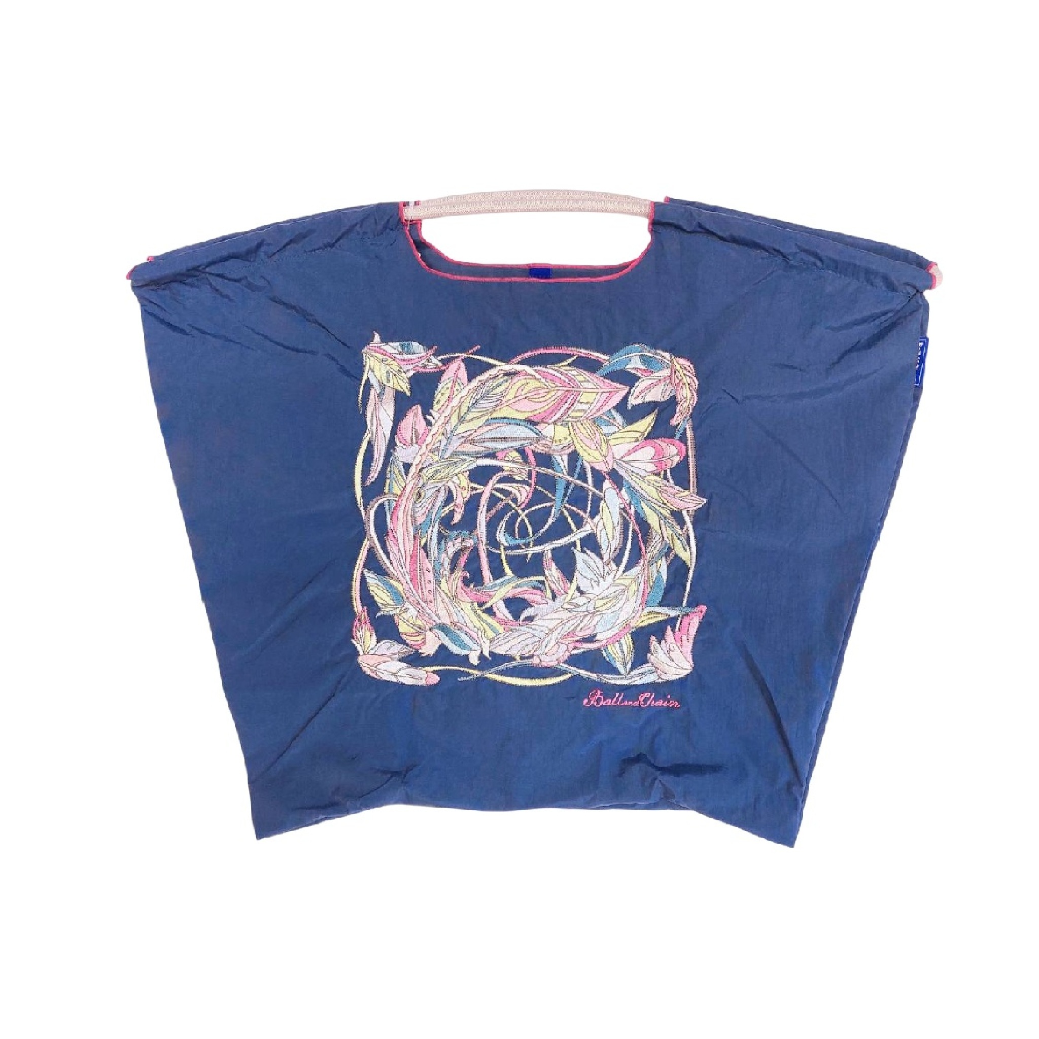 Ball＆Chain 刺繡環保購物袋 L號 - 藍 (30116432)