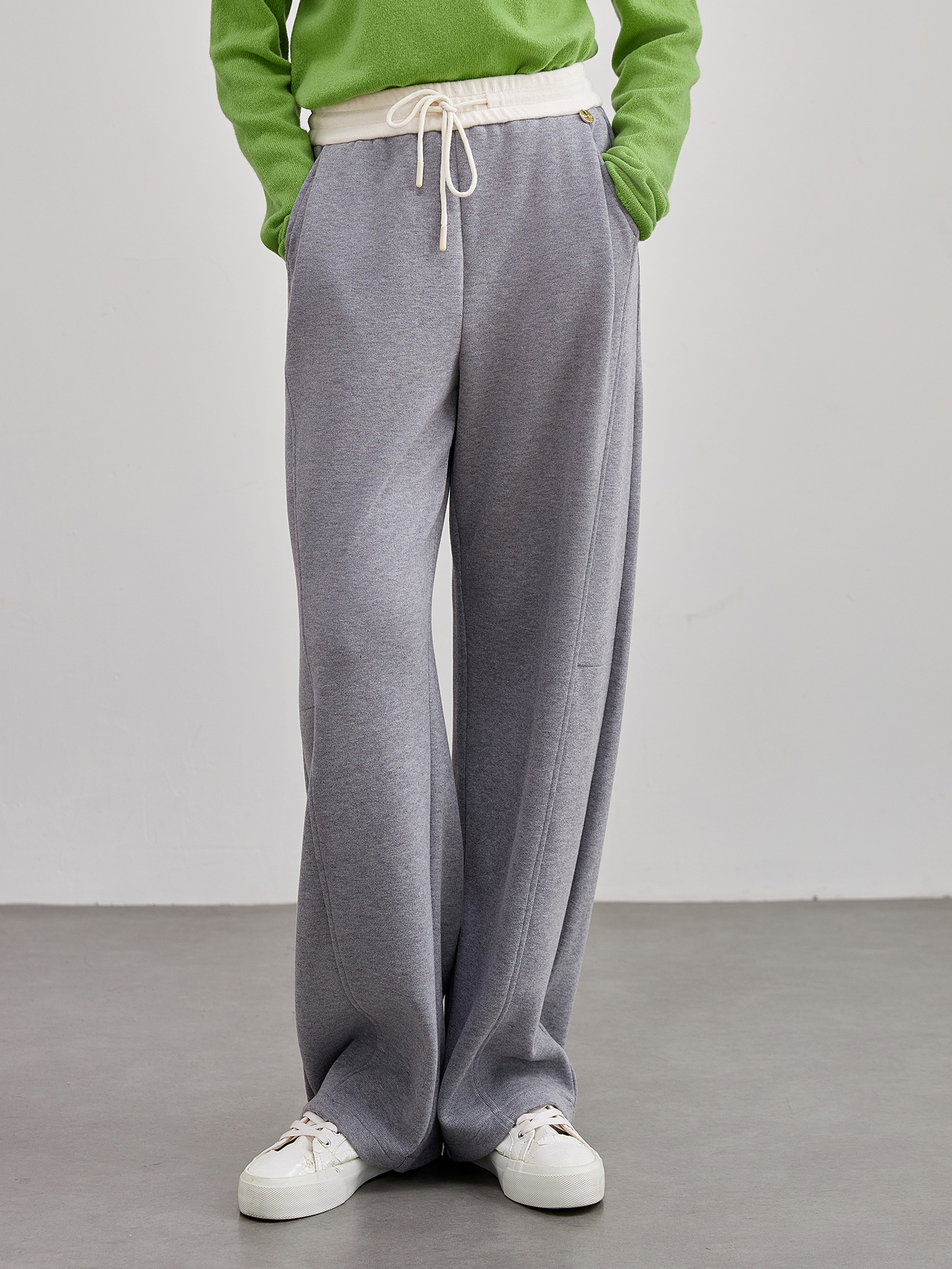 mi-tu抽绳休闲阔腿裤