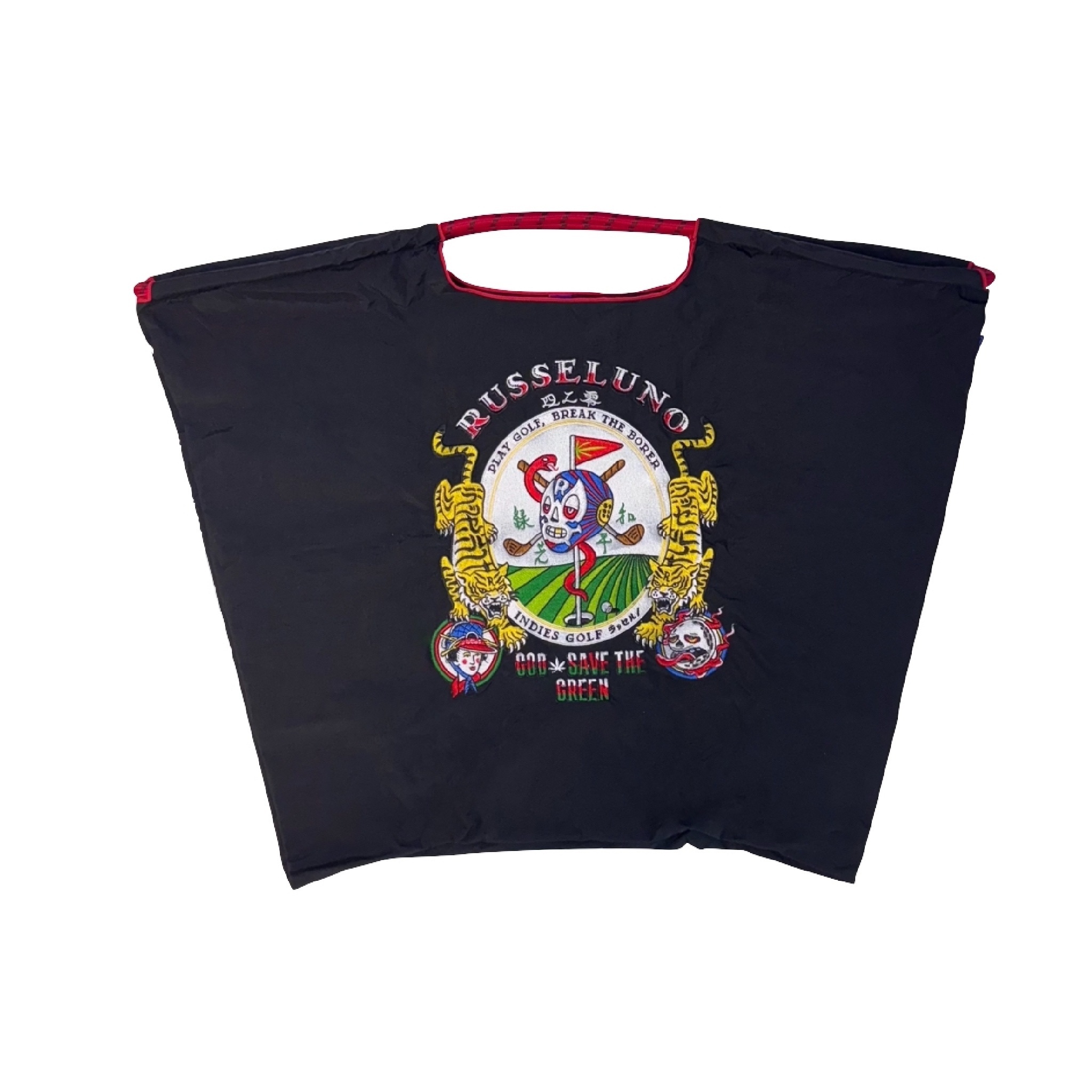 Ball＆Chain 刺繡環保購物袋 L號 - 黑 (32010201)