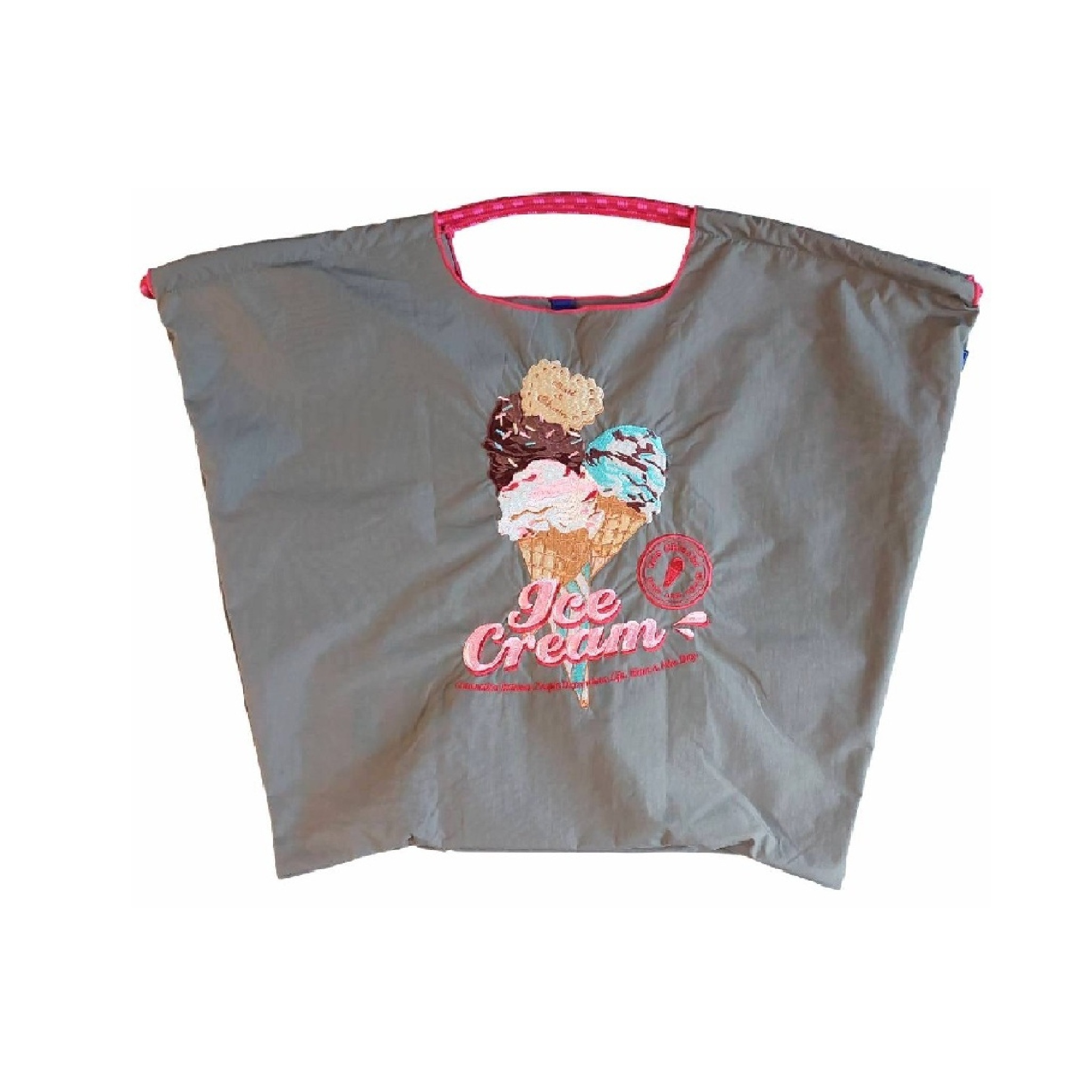 Ball＆Chain 刺繡環保購物袋 L號 - 灰 (30116385)