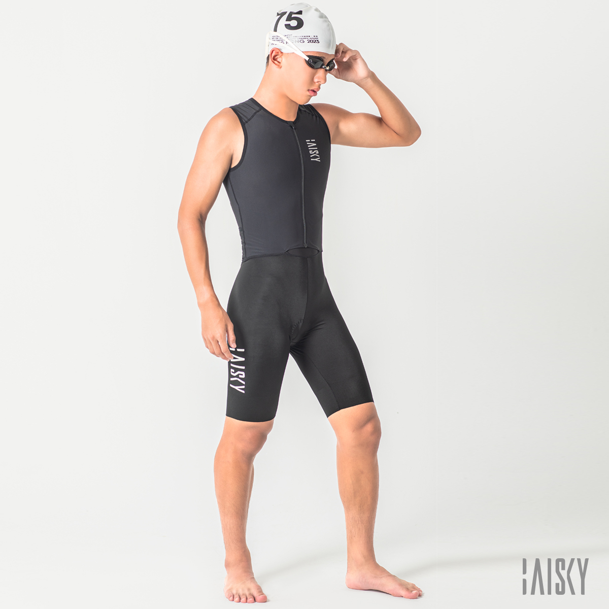 男款無袖連身三鐵衣 BK 黑