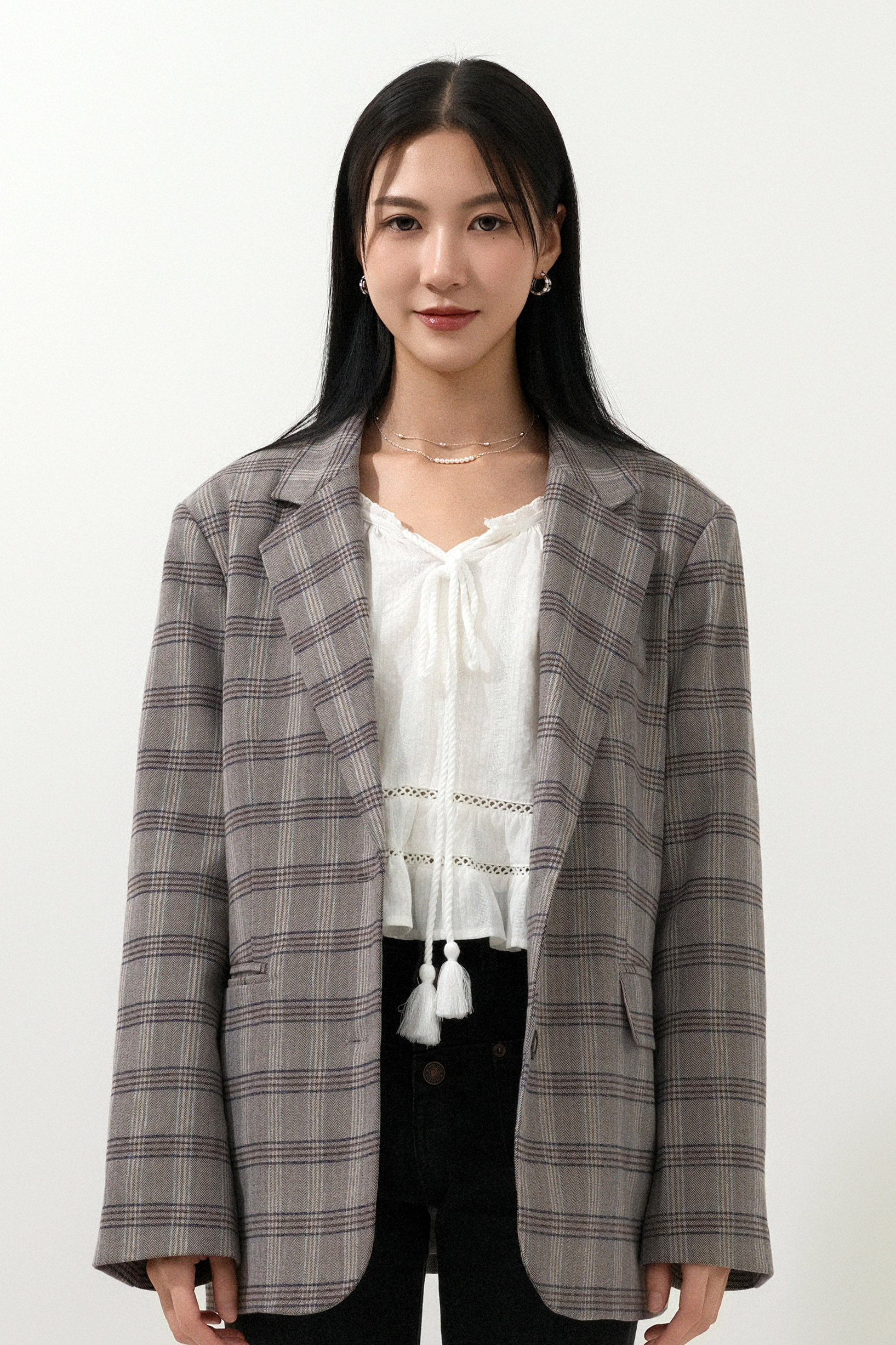 中性型格格紋西裝褸 (現貨款式）