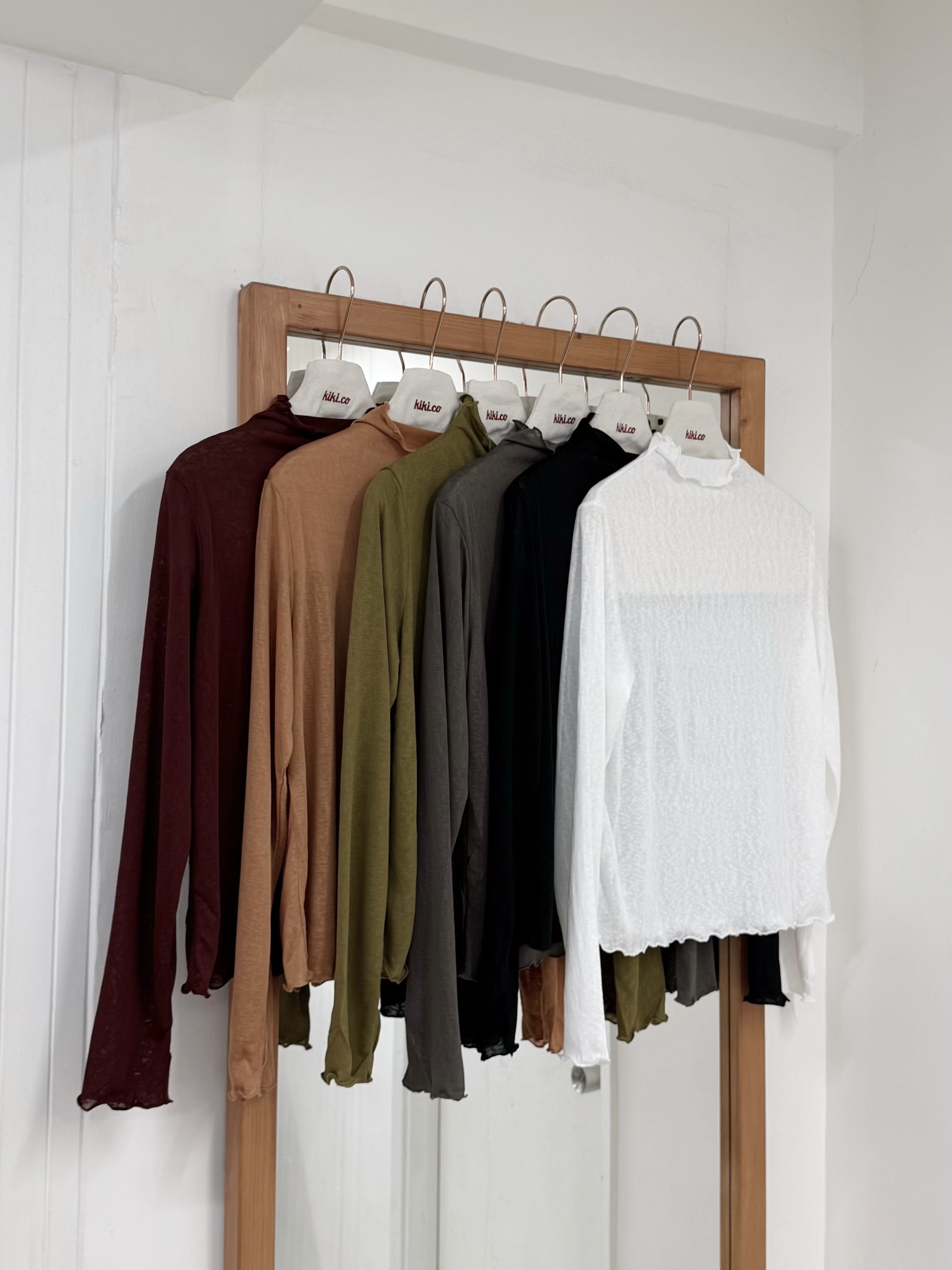 薄透竹節棉高領打底