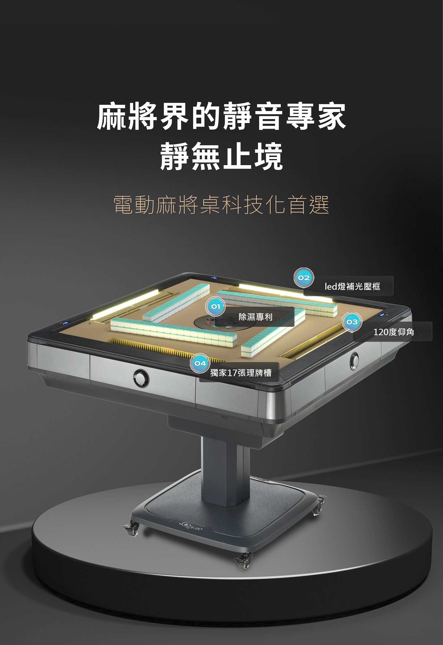 東方不敗電動麻將桌-理牌大師-折疊機款-智慧家圓點灰 燈光 功能