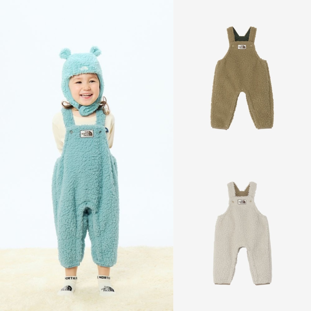 預購┃日本 THE NORTH FACE Baby Cuddle Fleece Overalls  嬰兒款 毛毛 吊帶褲