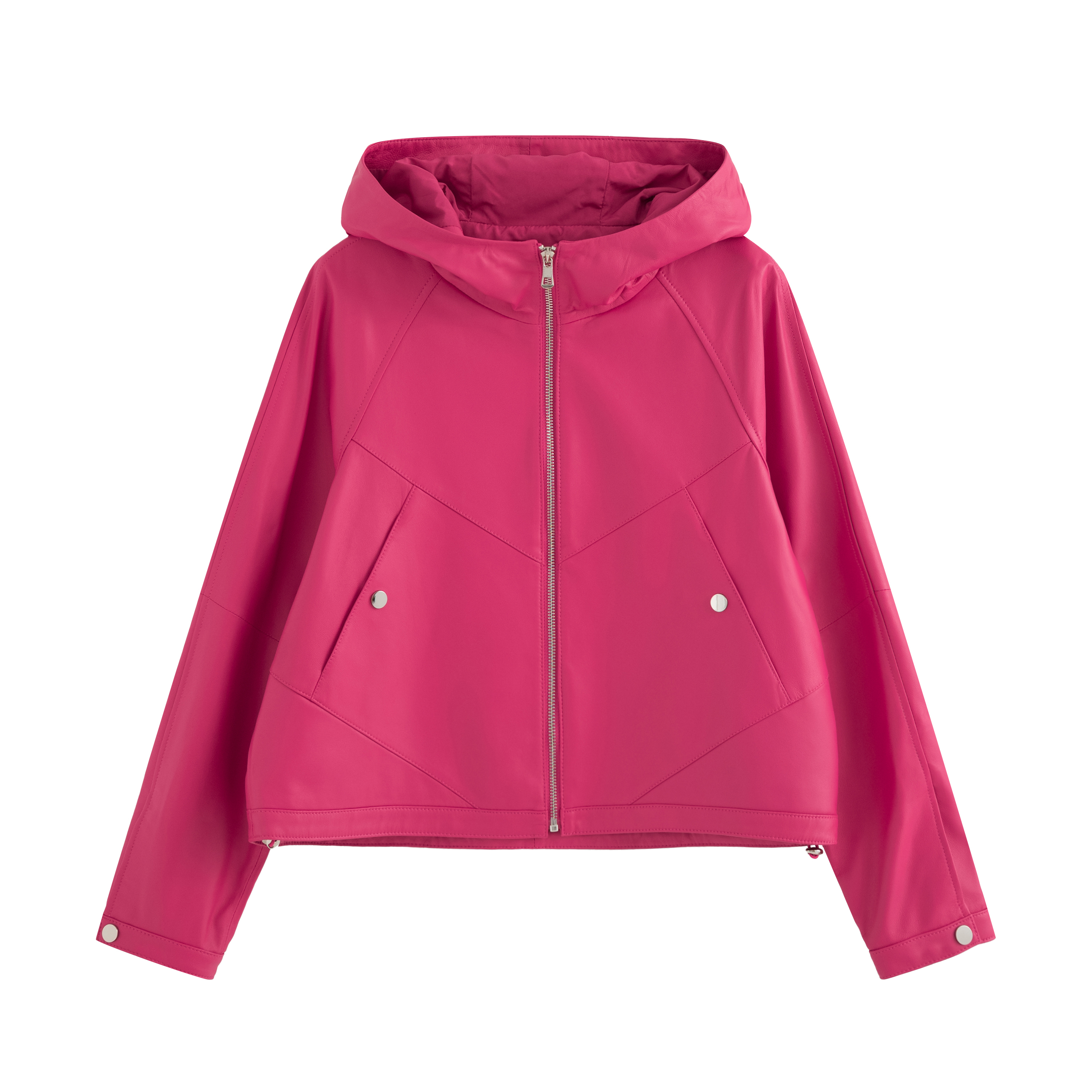 mi-tu 连帽羊皮外套