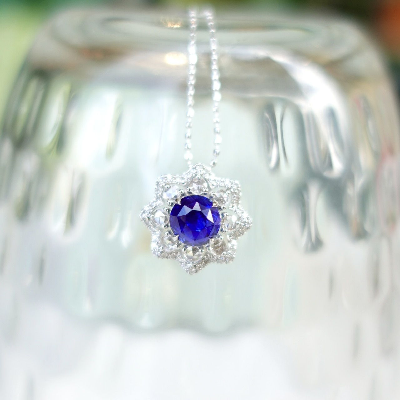 1.09ct藍寶石18K金鑽石戒指/吊墜兩用款(帶寶石證書）