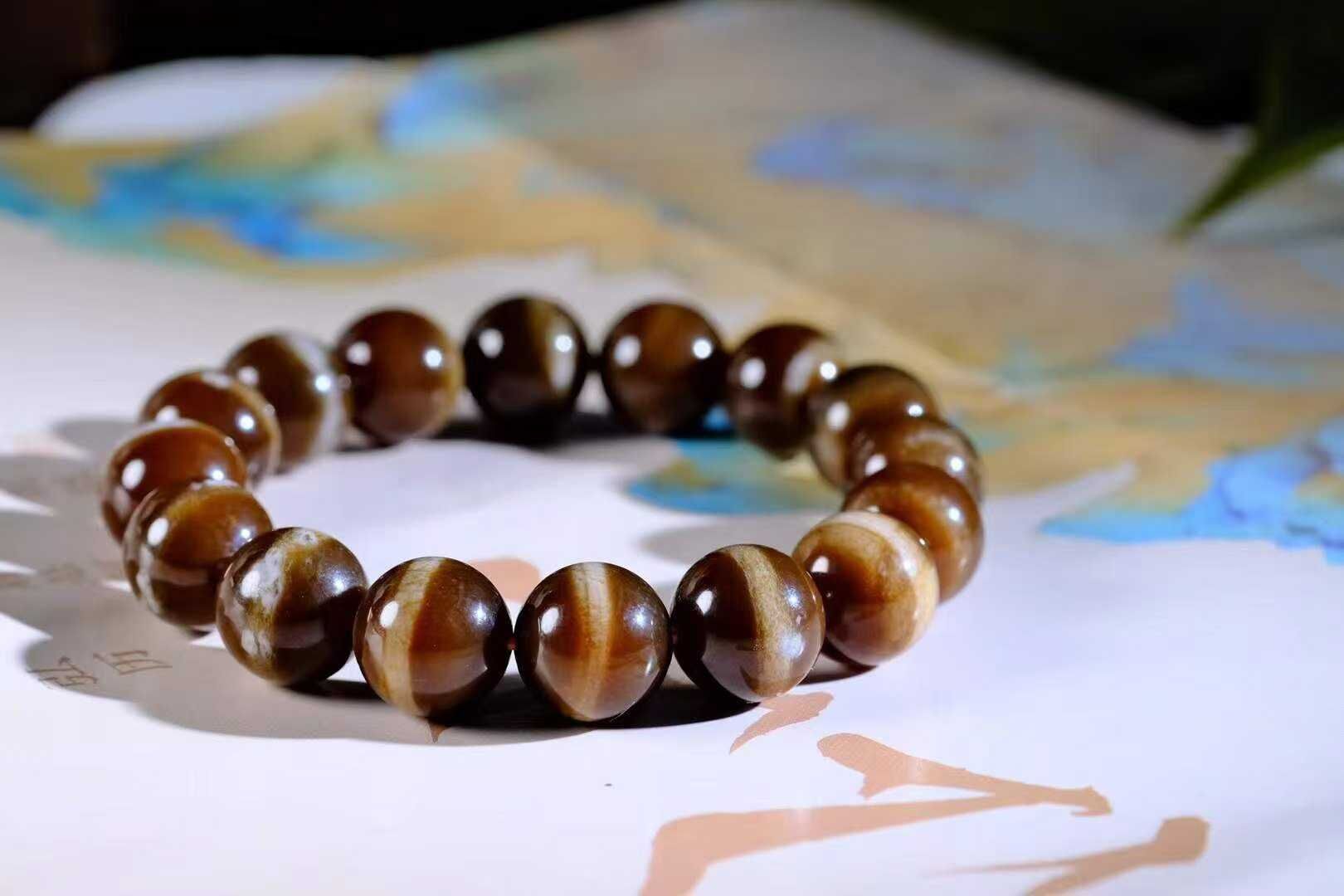 923741 和田玉紅糖一線天手串 (12mm直徑)