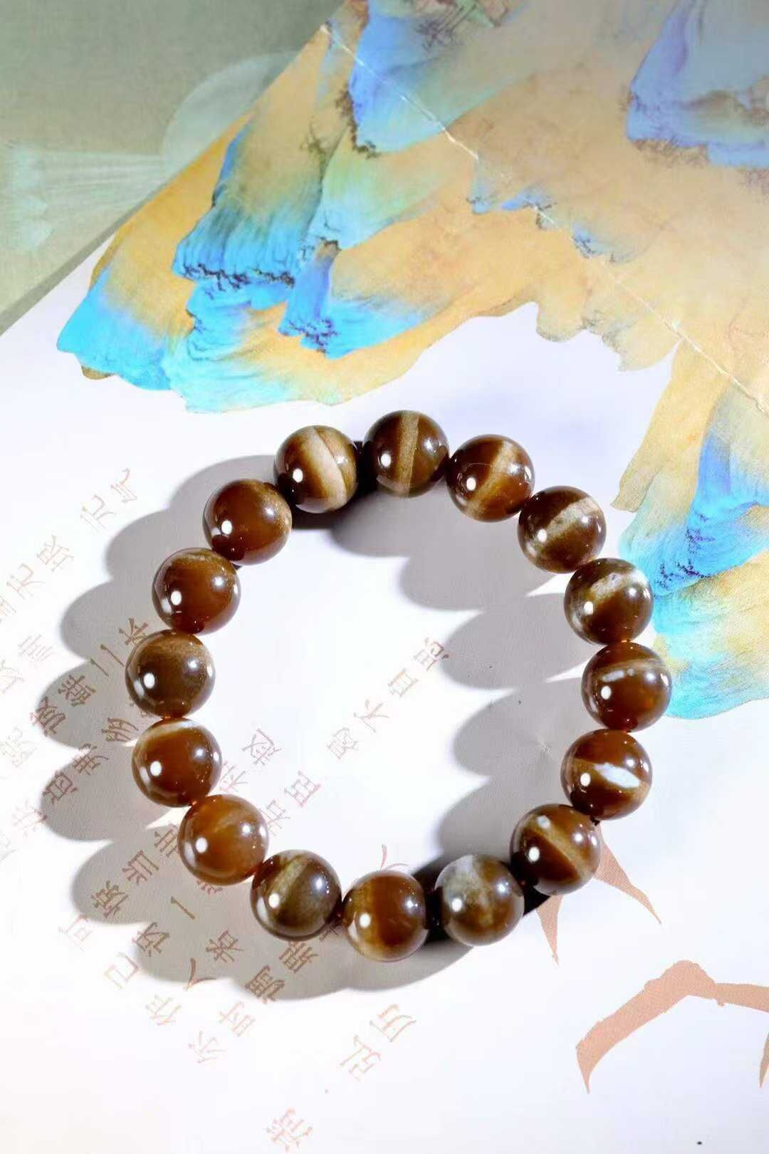 923741 和田玉紅糖一線天手串 (12mm直徑)