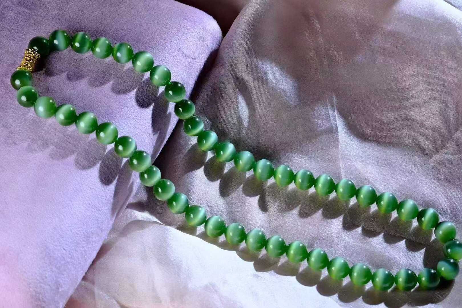 923744 和田玉碧玉貓眼珠鏈 (10mm直徑)