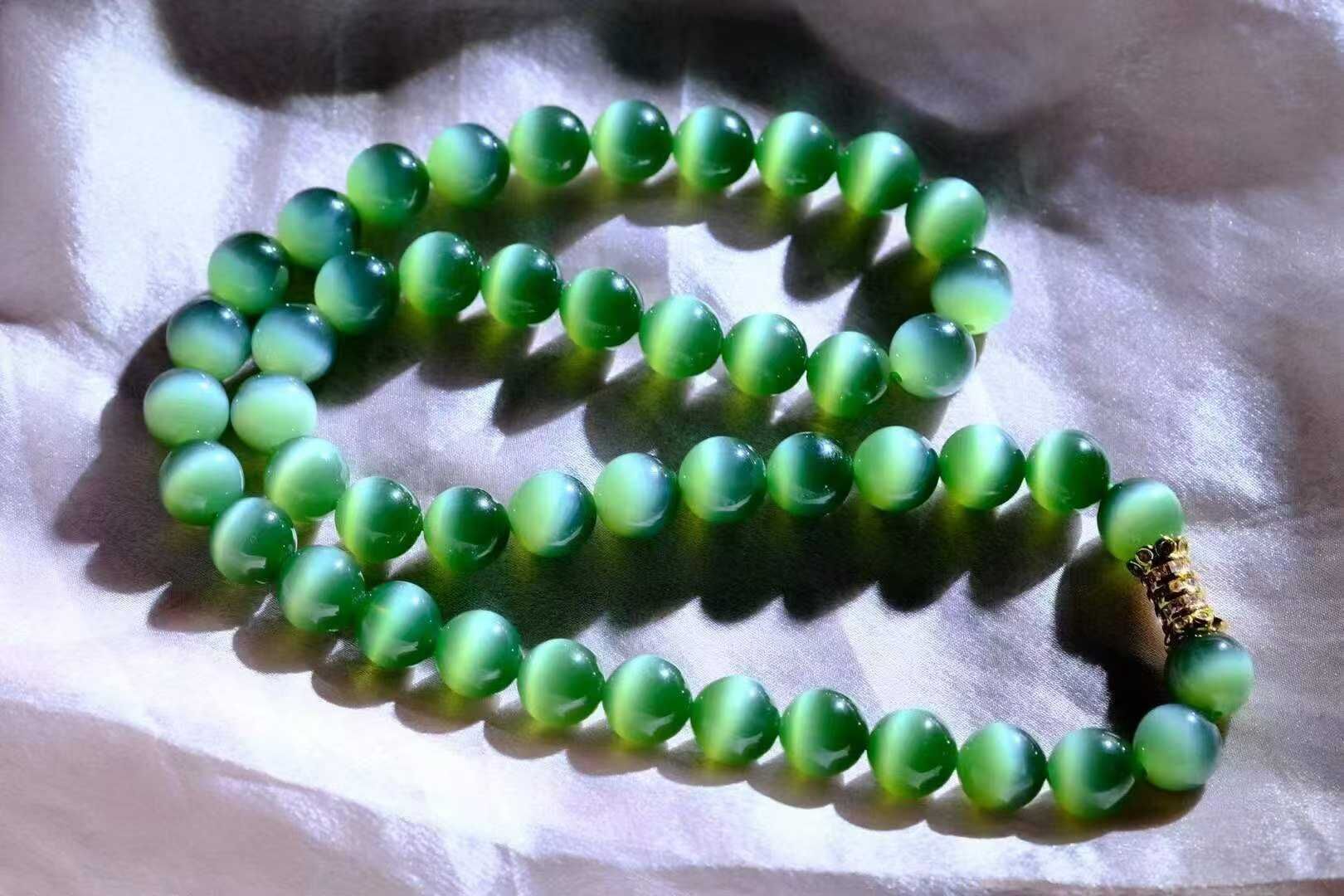 923744 和田玉碧玉貓眼珠鏈 (10mm直徑)