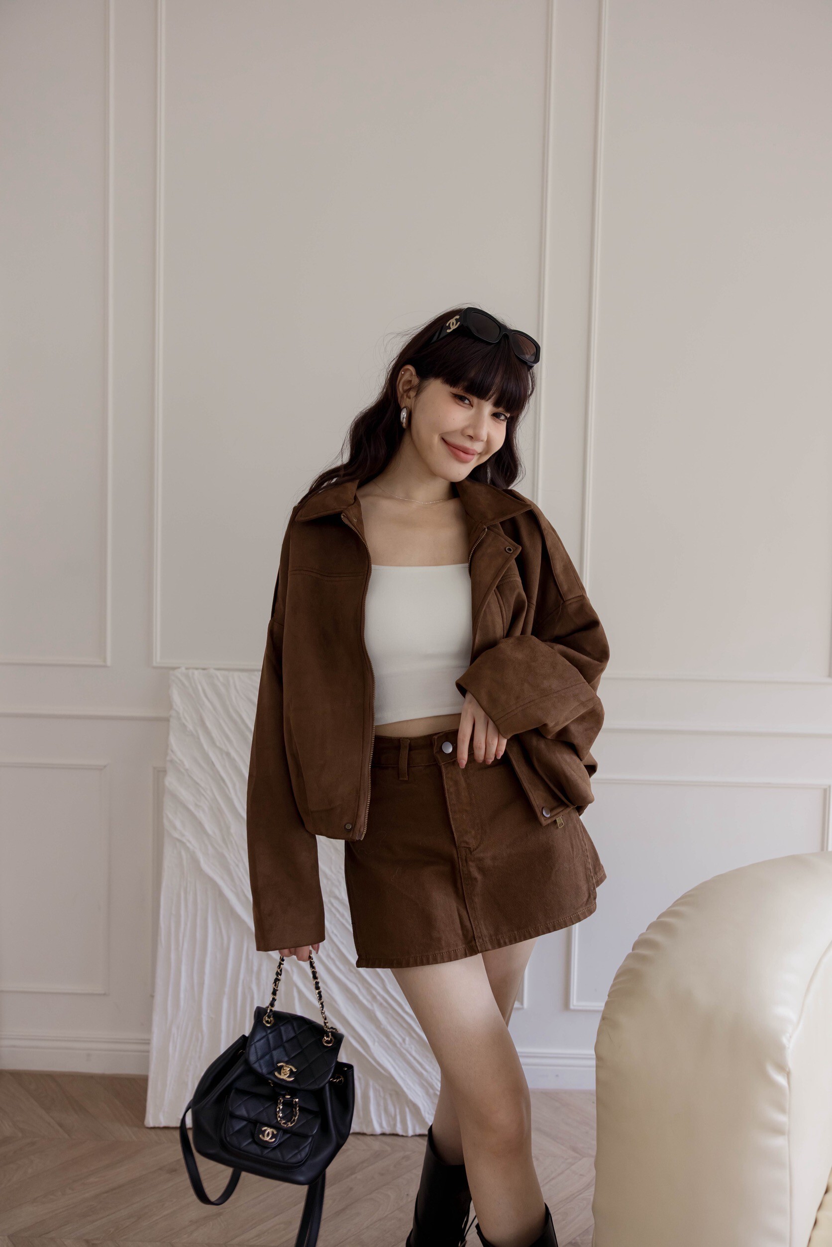 （現貨）#Z35 側開衩牛仔短裙(淺藍/黑灰/咖)