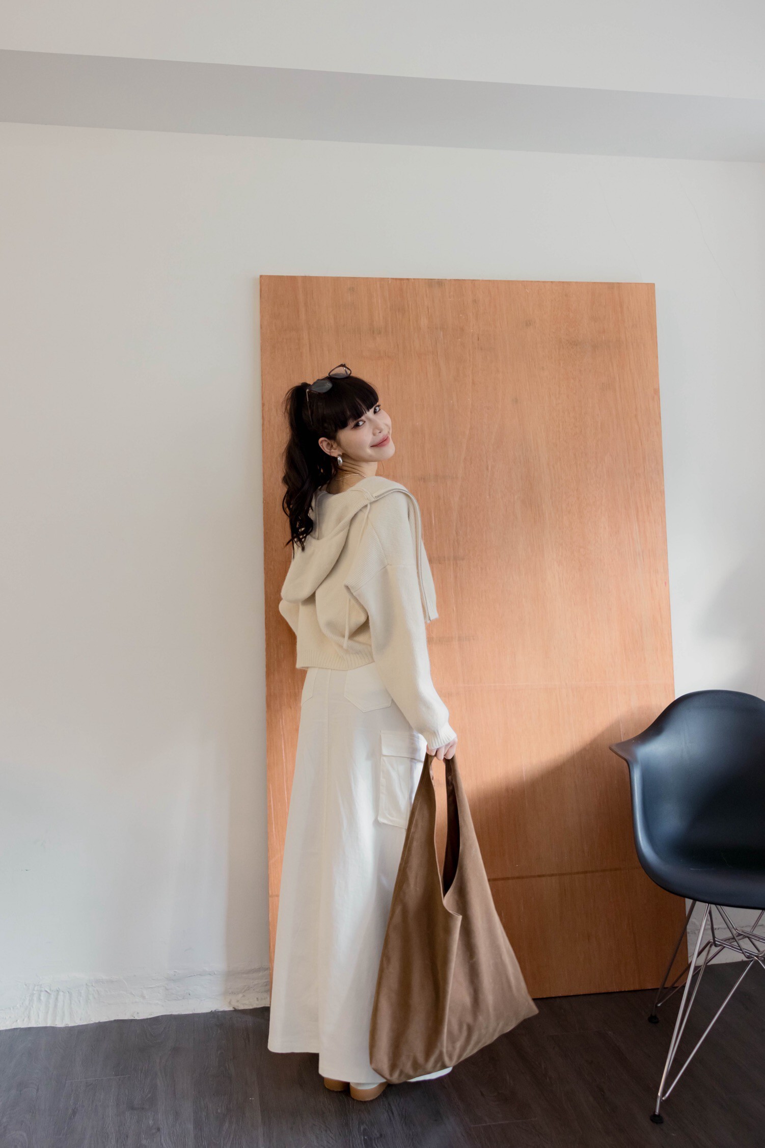 (現貨)#Z43 軟料工裝長裙(白/奶茶)#版型偏小