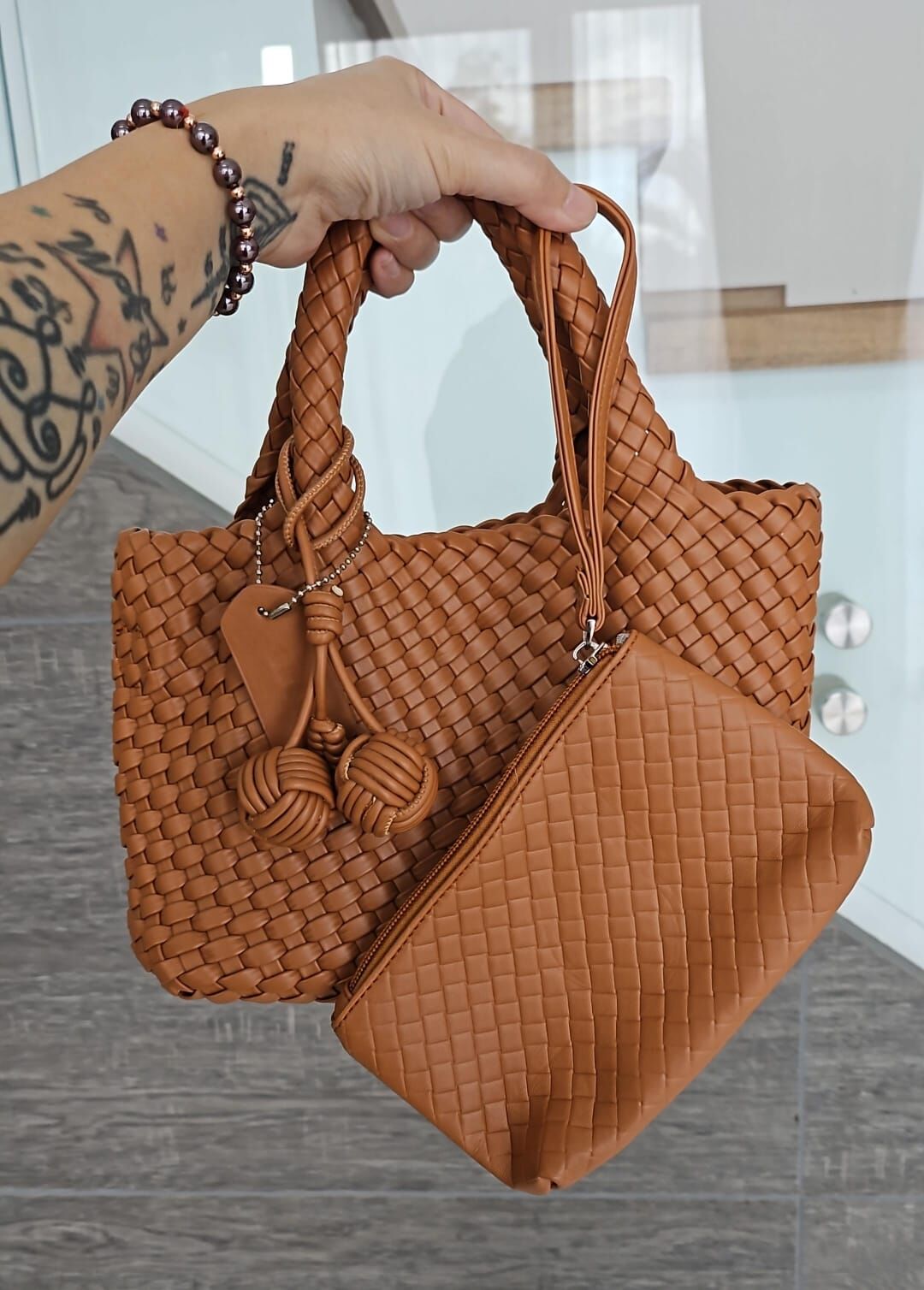 泰國連線 PREM織皮手挽斜咩袋連小袋子（T10 PR456）