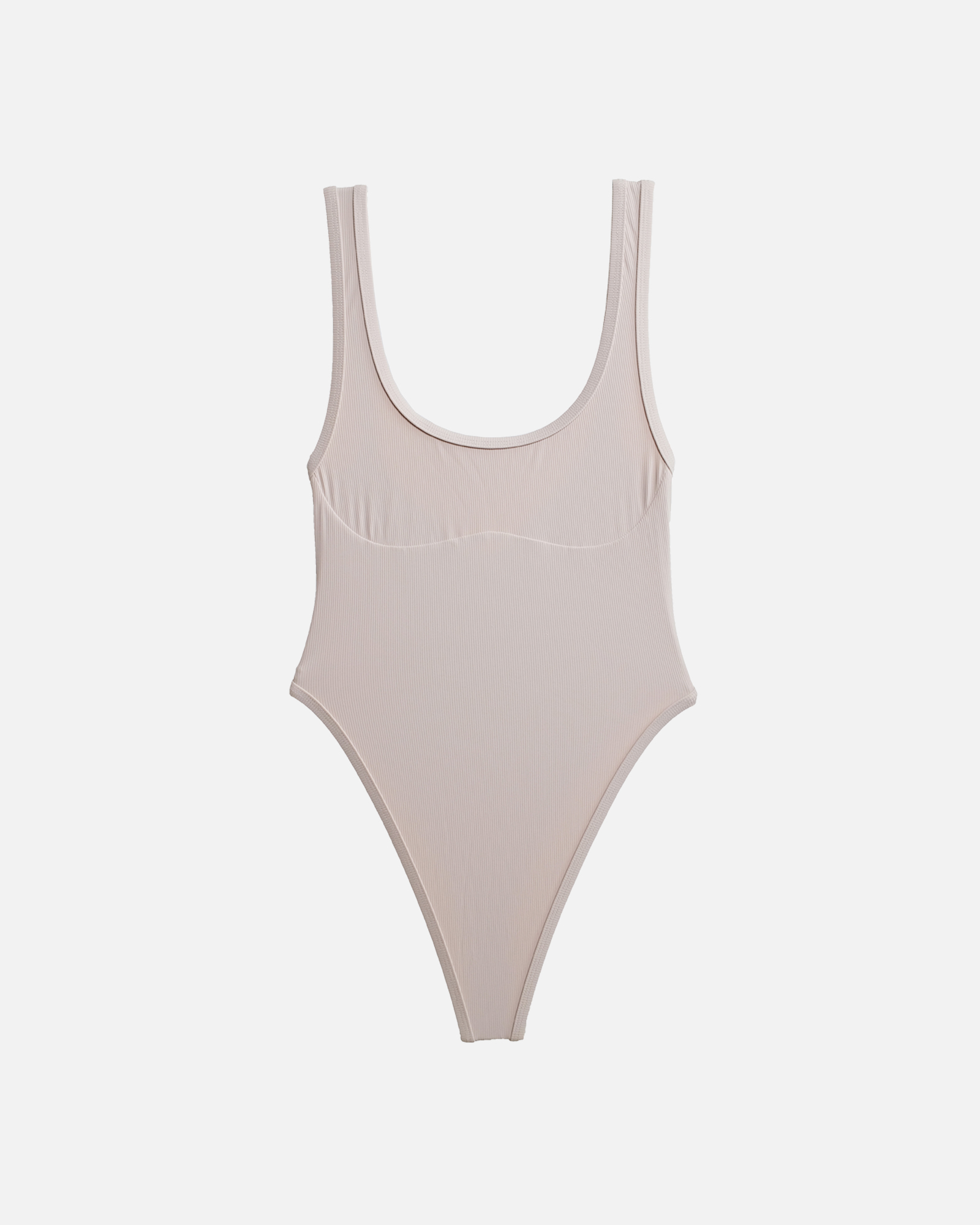 【羅紋漠色】Uoo U領無墊高衩丁字連身泳裝