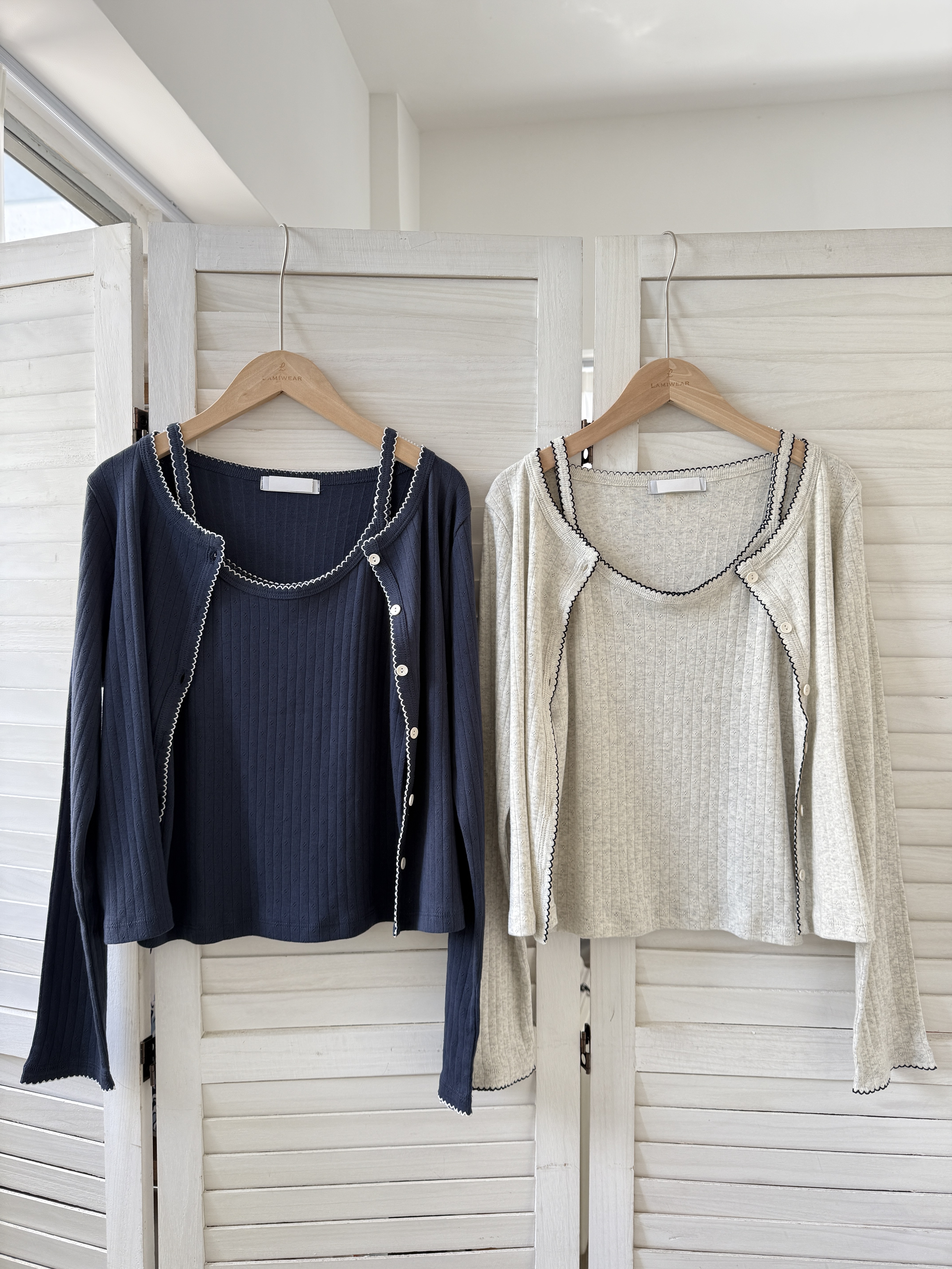 【現貨】 拼邊棉料背心外套SET