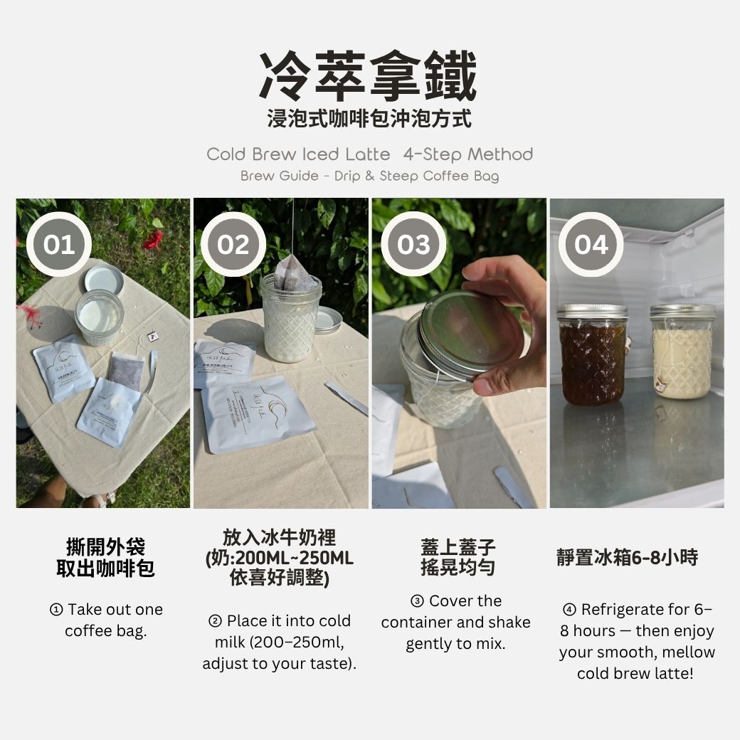 浸泡式｜私房配方綜合20入（自製冰拿鐵、冷萃黑咖啡、熱泡黑咖啡）