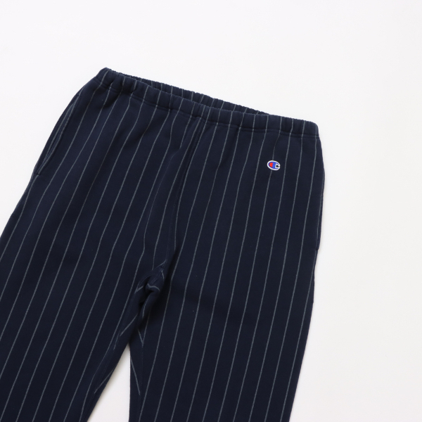 男款-CASUAL 條紋棉質運動內刷毛長褲-深藍色/白色條紋（C3-C210-370）