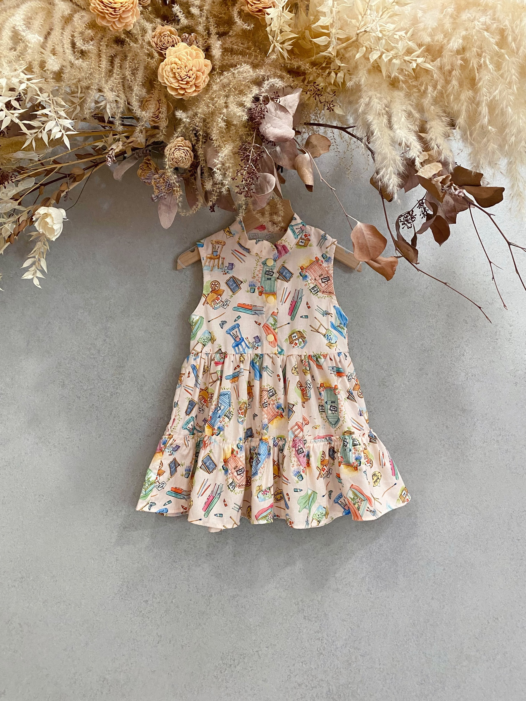 水彩插畫 蛋糕裙洋裝（100）