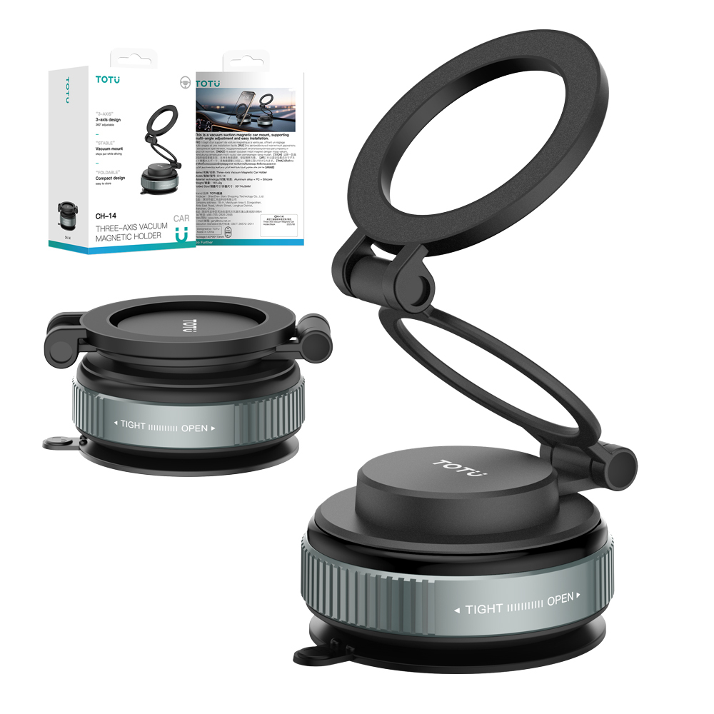TOTU 拓途 多角度折疊旋轉真空吸盤磁吸手機支架 儀錶板/中控台/免充電/車用導航/MagSafe適用 MagFree系列