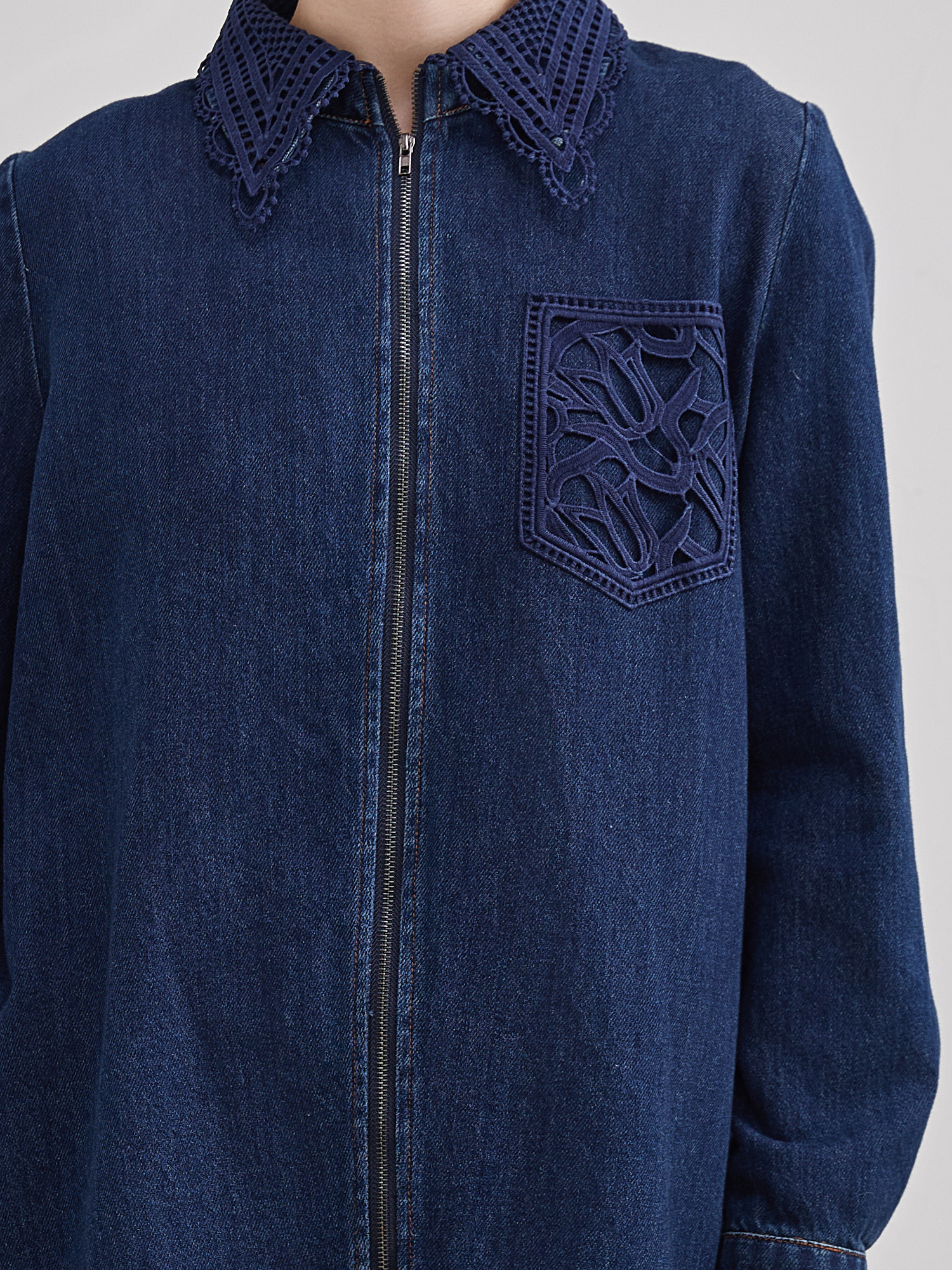 mi-tu 蕾絲鏤空牛仔外套