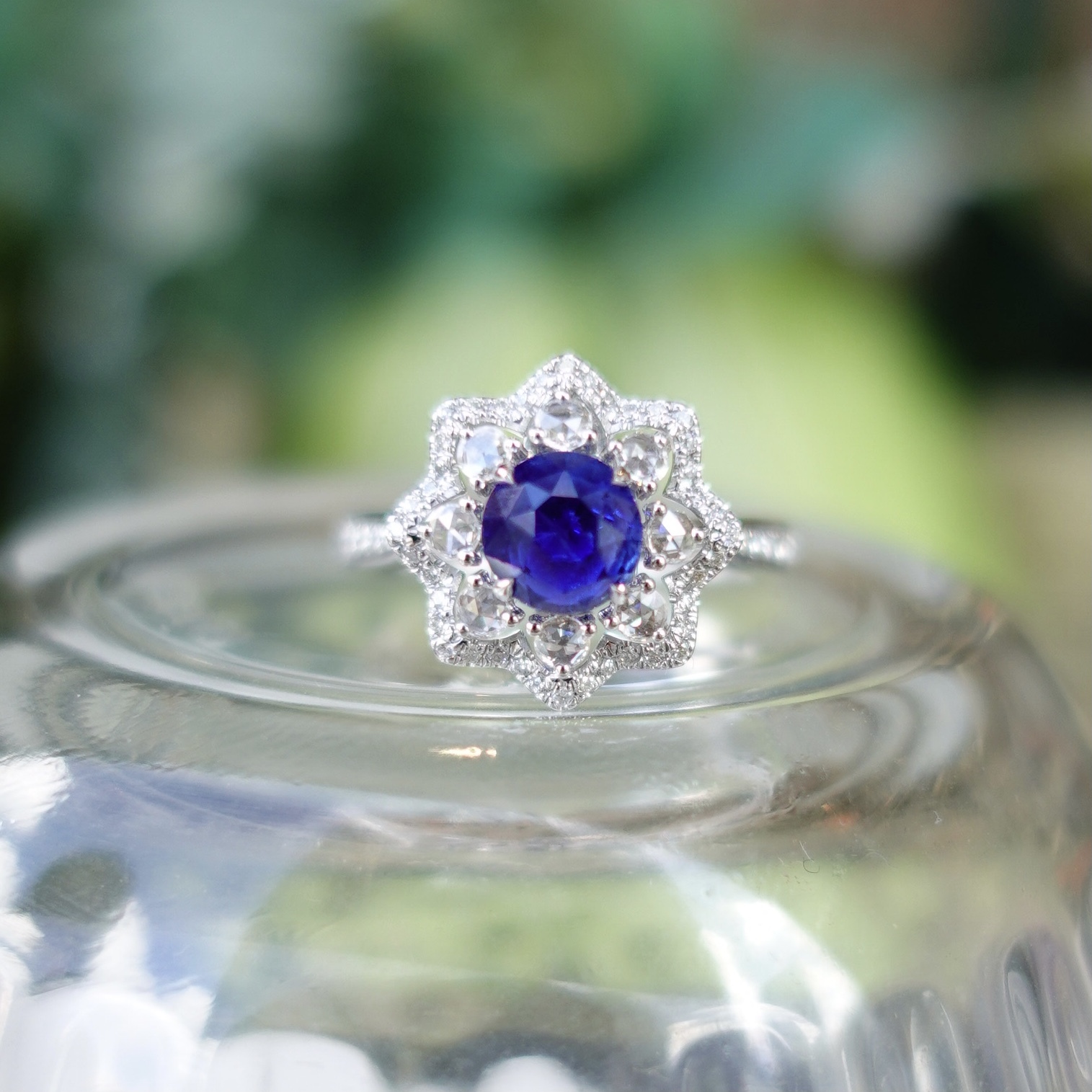 1.09ct藍寶石18K金鑽石戒指/吊墜兩用款(帶寶石證書）