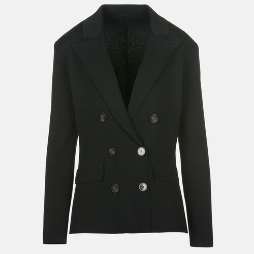 1LS1015-013 LUISA SPAGNOLI Medaglione Wool Blazer Black #100071.0101 (C-EU-E)
