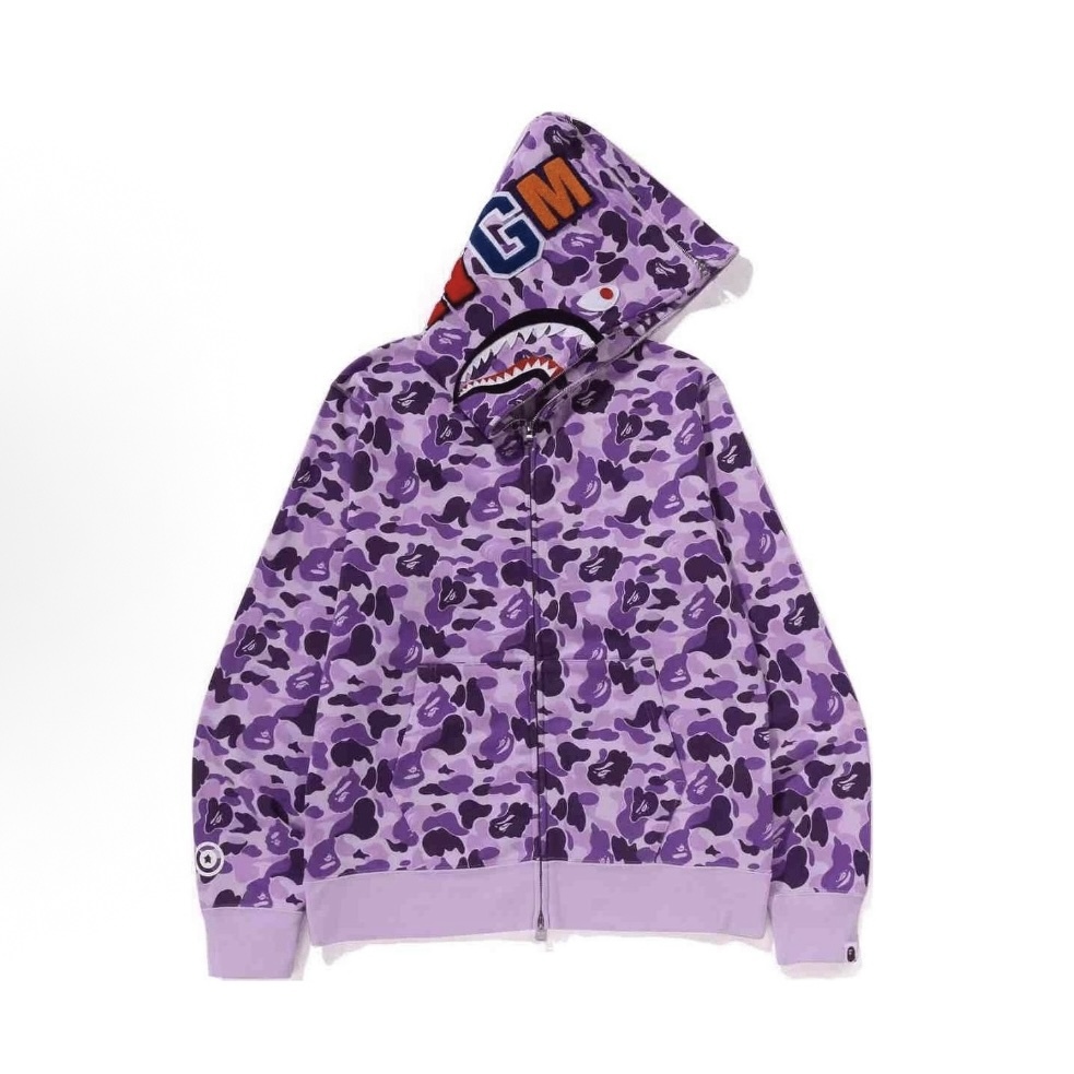 BAPE A BATHING APE FULL ZIP UP SHARK HOODIE  TAIPEI 台北限定 鯊魚外套 紫迷彩-001ZPL721012M