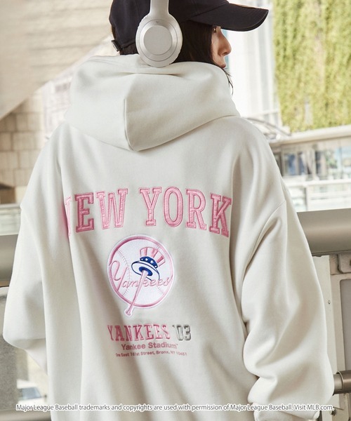 日本🇯🇵連線 MONO-MART x MLB 背部LOGO設計隊徽刺繡連帽T恤 隊徽 刺繡 長袖 寬鬆 落肩 oversized 帽T 7款(任買兩件711免運)/預購