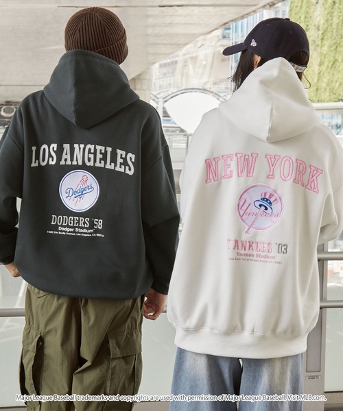 日本🇯🇵連線 MONO-MART x MLB 背部LOGO設計隊徽刺繡連帽T恤 隊徽 刺繡 長袖 寬鬆 落肩 oversized 帽T 7款(任買兩件711免運)/預購