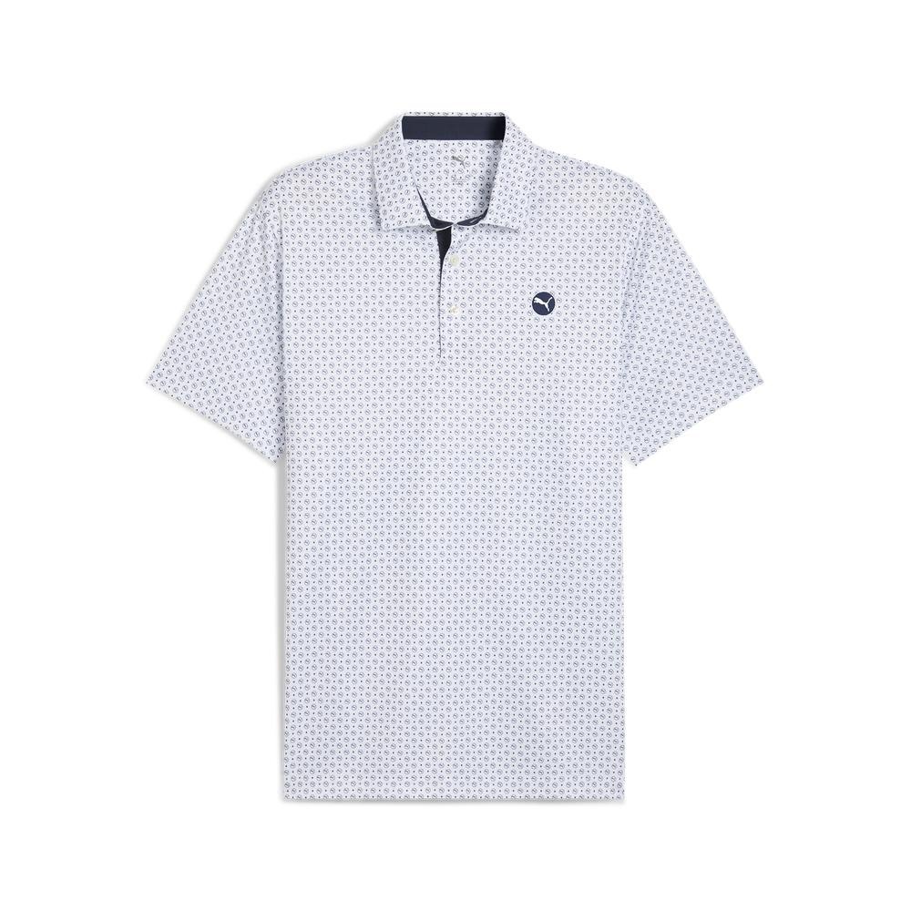 PUMA 高爾夫系列Pure 2.0圓圈跳豹短袖Polo衫 #63224801 白