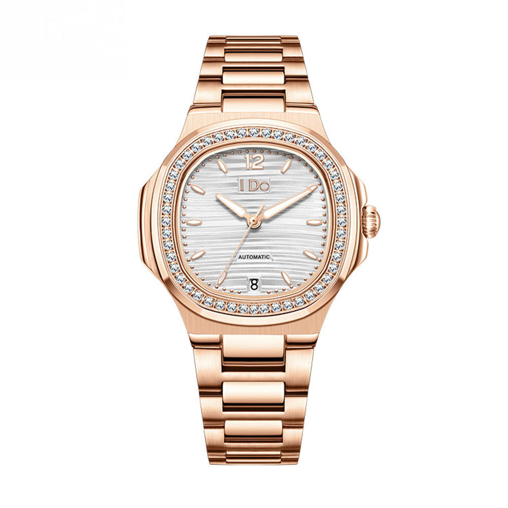 【I DO】IDO801M I 晶鑽錶圈 日期顯示 夜光 鏤空錶蓋 不鏽鋼 手錶