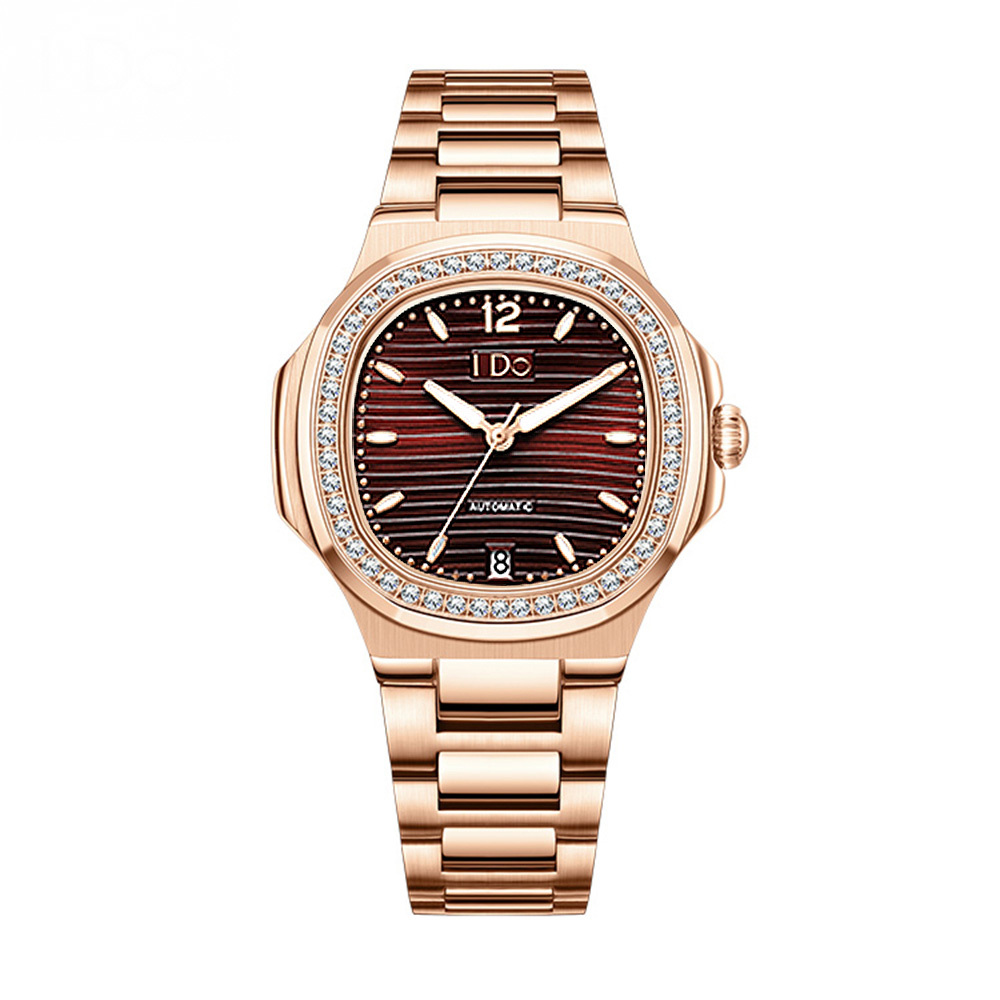 【I DO】IDO801M I 晶鑽錶圈 日期顯示 夜光 鏤空錶蓋 不鏽鋼 手錶