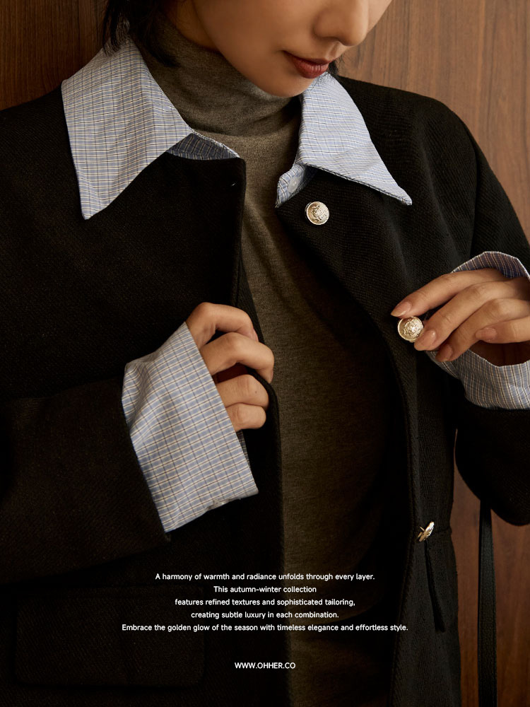 OH!HER 撞色拼接小香風外套