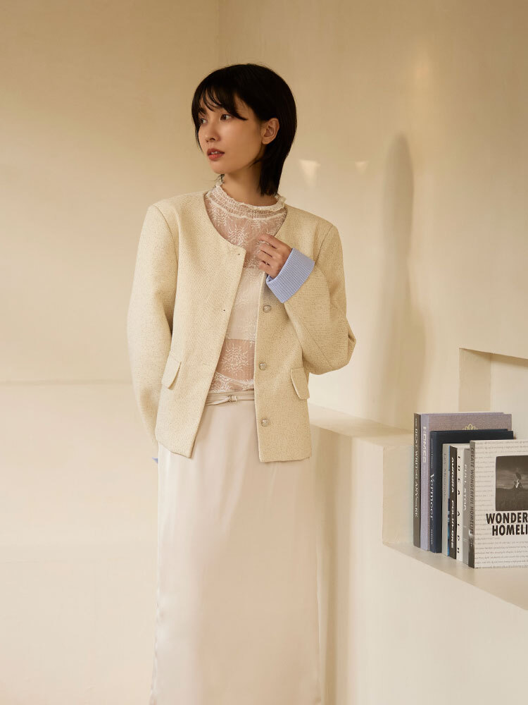 OH!HER 撞色拼接小香風外套